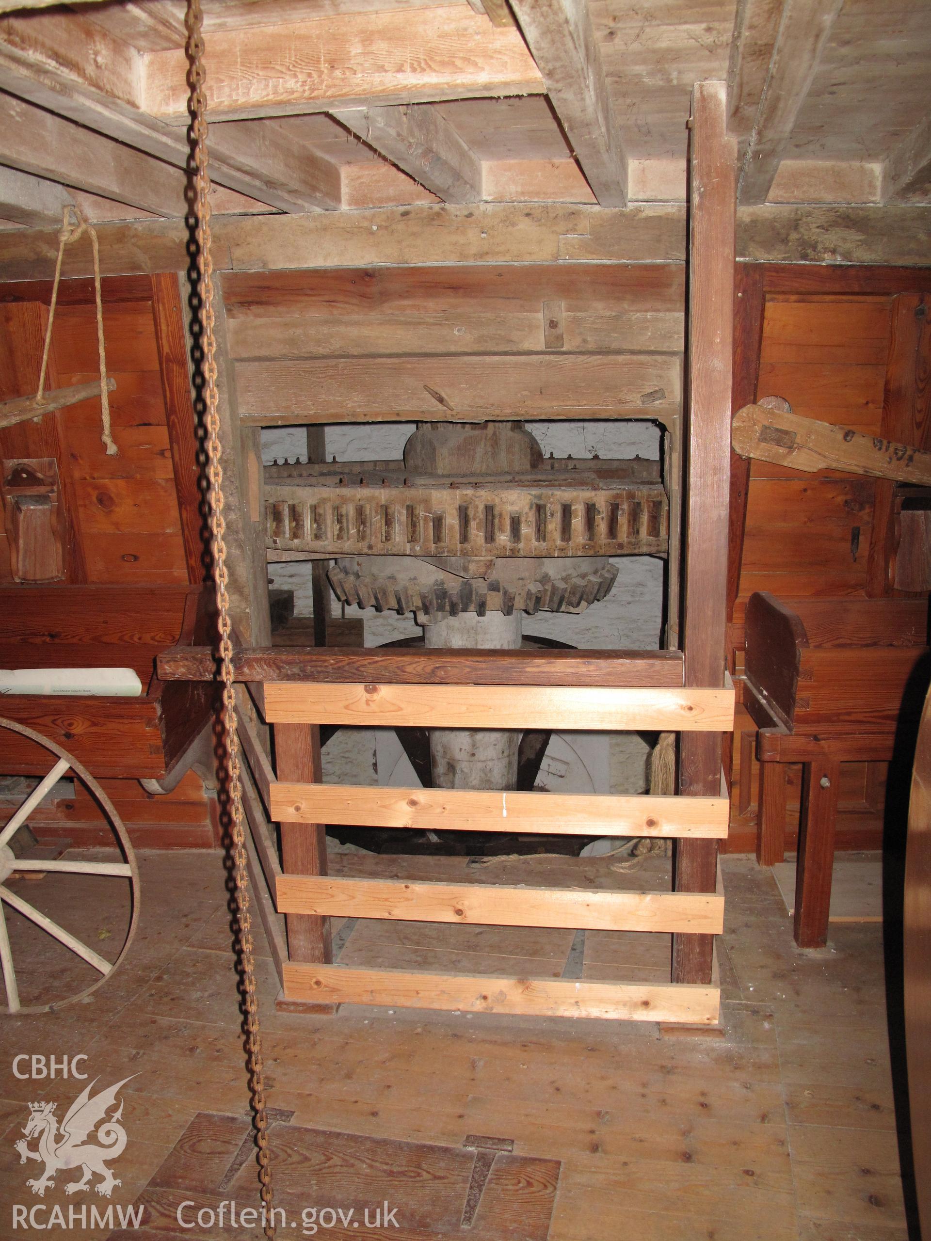 Interior of corn mill at Felin Isaf, Glan Conwy.