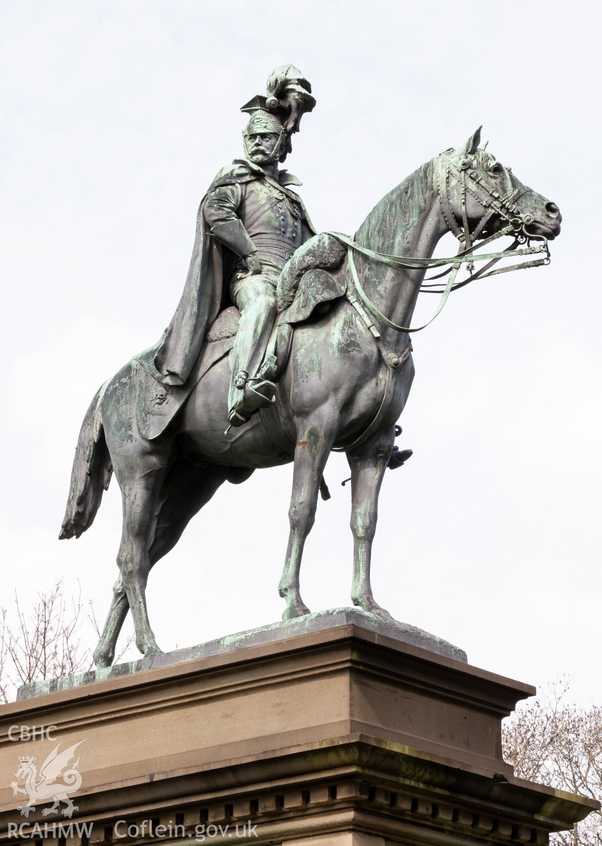 View from the southwest, detail of statue