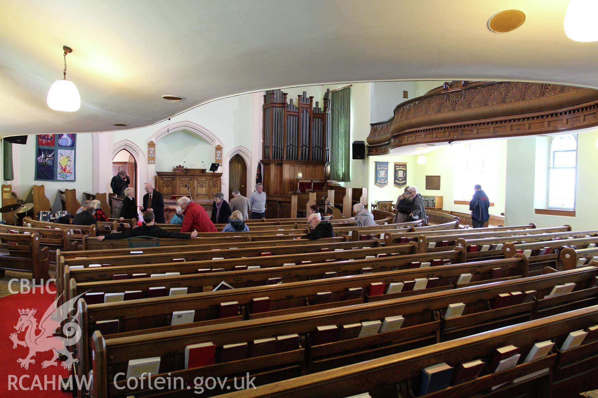 Interior of Hope Baptist Chapel, ground floor looking south towards the pulpit end
