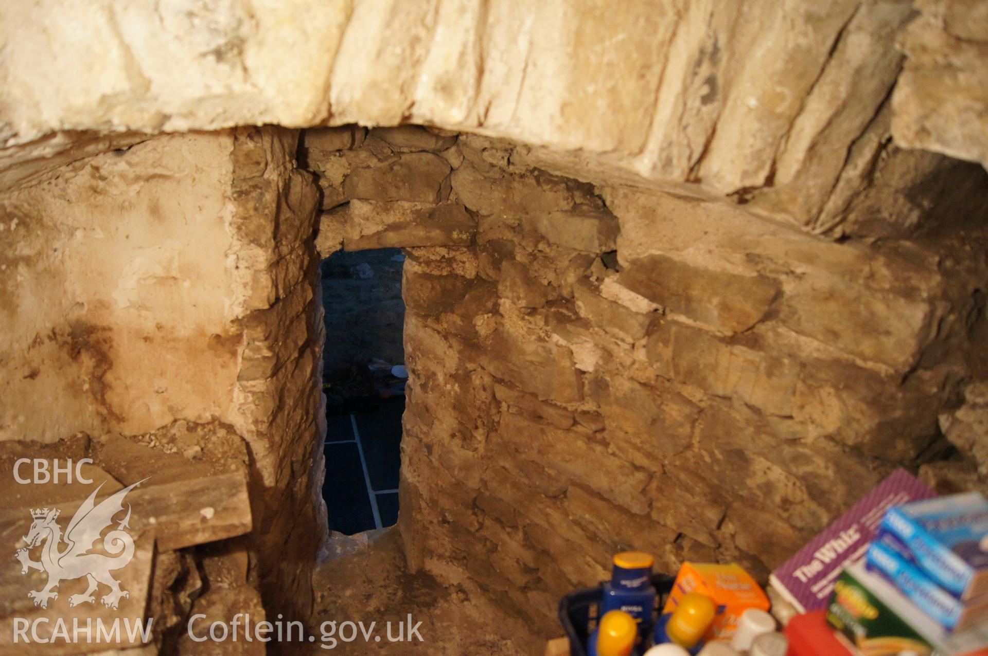 Interior of loop-hole to hall/basement.