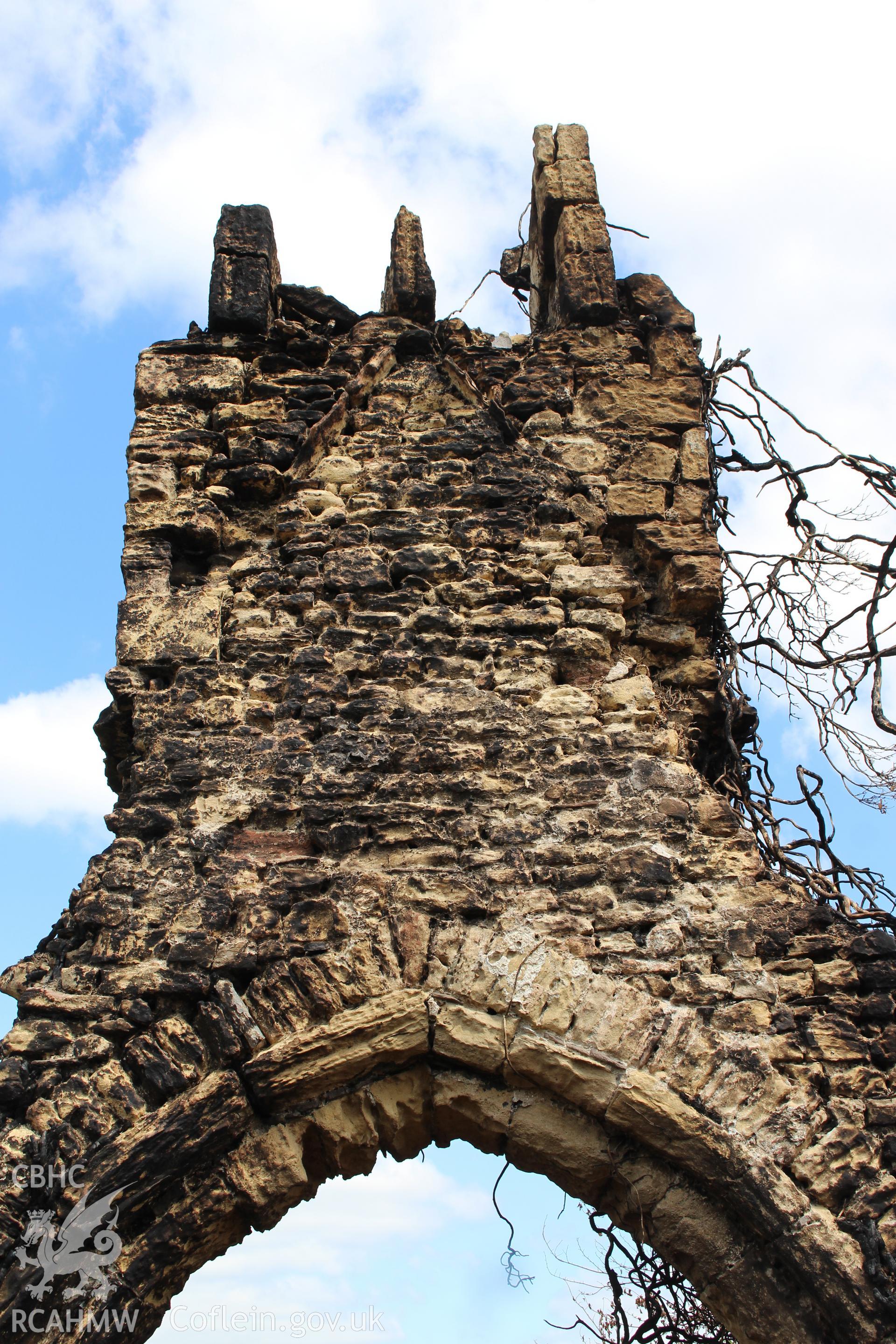 Sudbrook Chapel, June 2015. Chancel arch and belfry, west elevation.