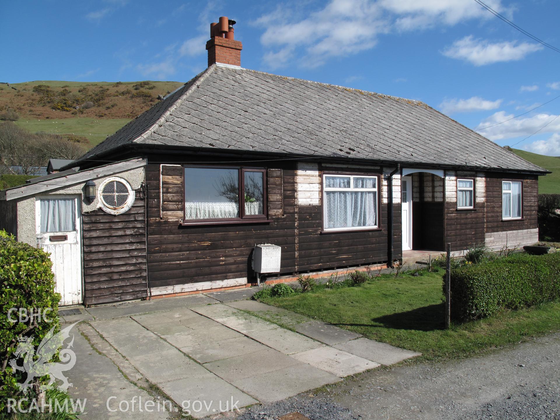 View of No.7 Marconi Bungalows, Tywyn, from the northwest.