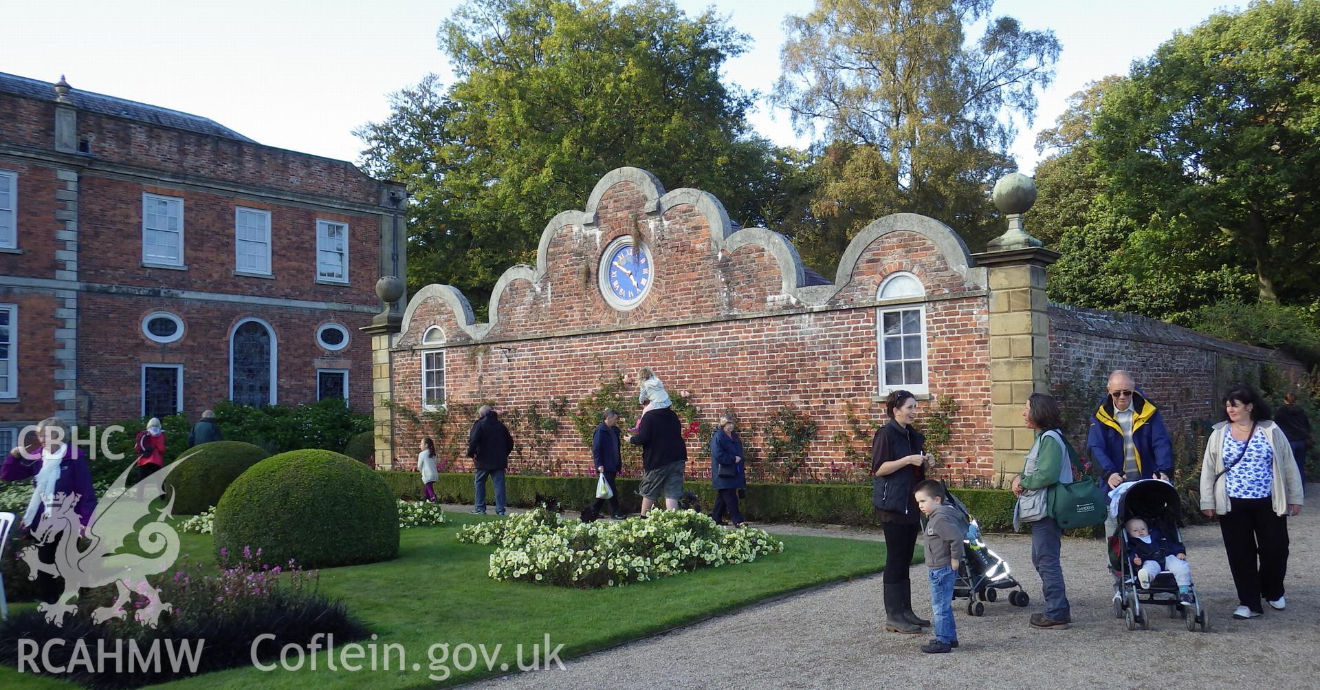 Exterior wall of the Rose Garden in the northeastern corner of the garden