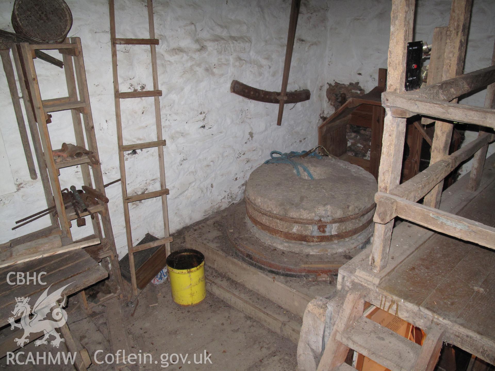 Interior of grist mill at Felin Isaf, Glan Conwy.