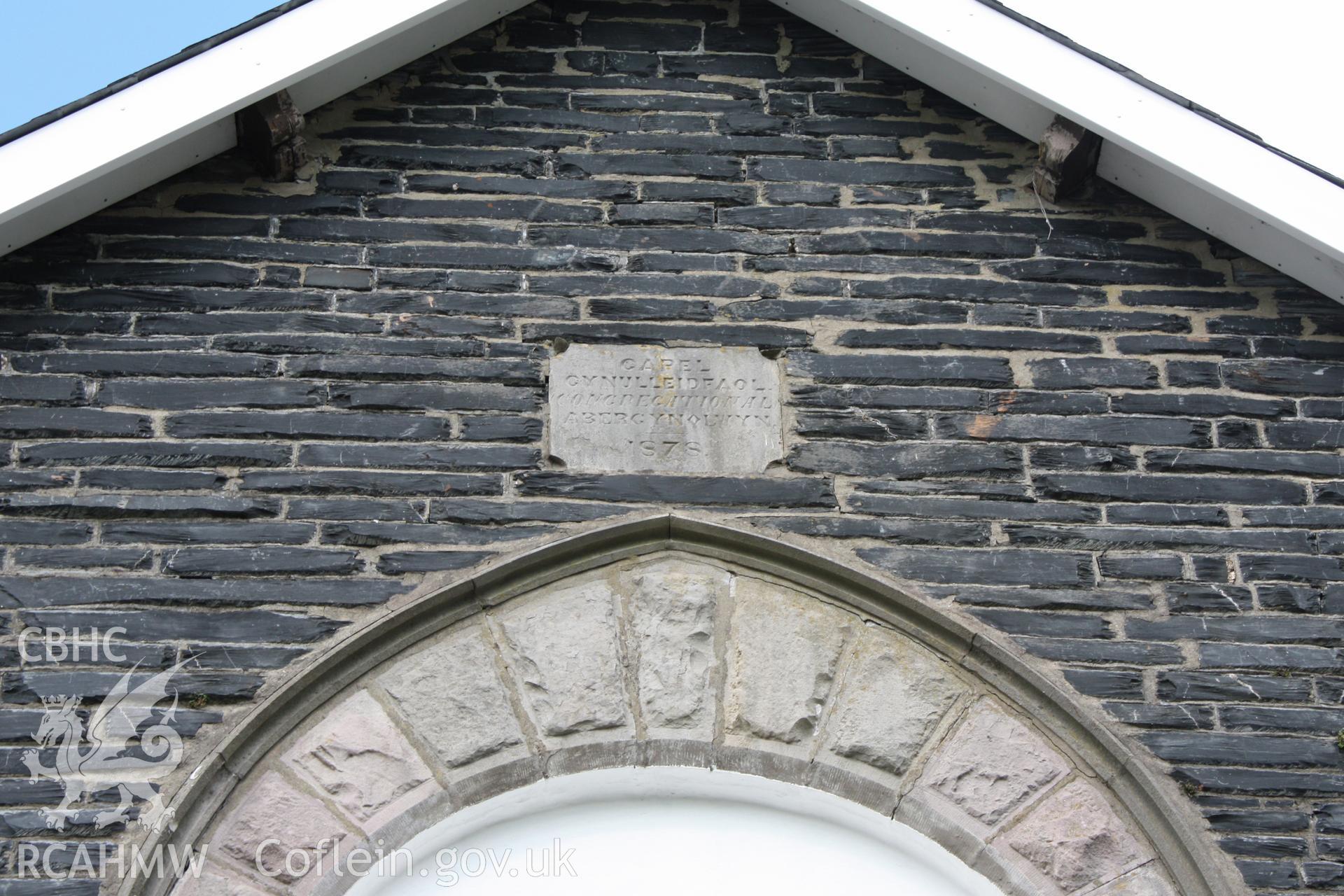 Cwrt Independent chapel, detail of plaque