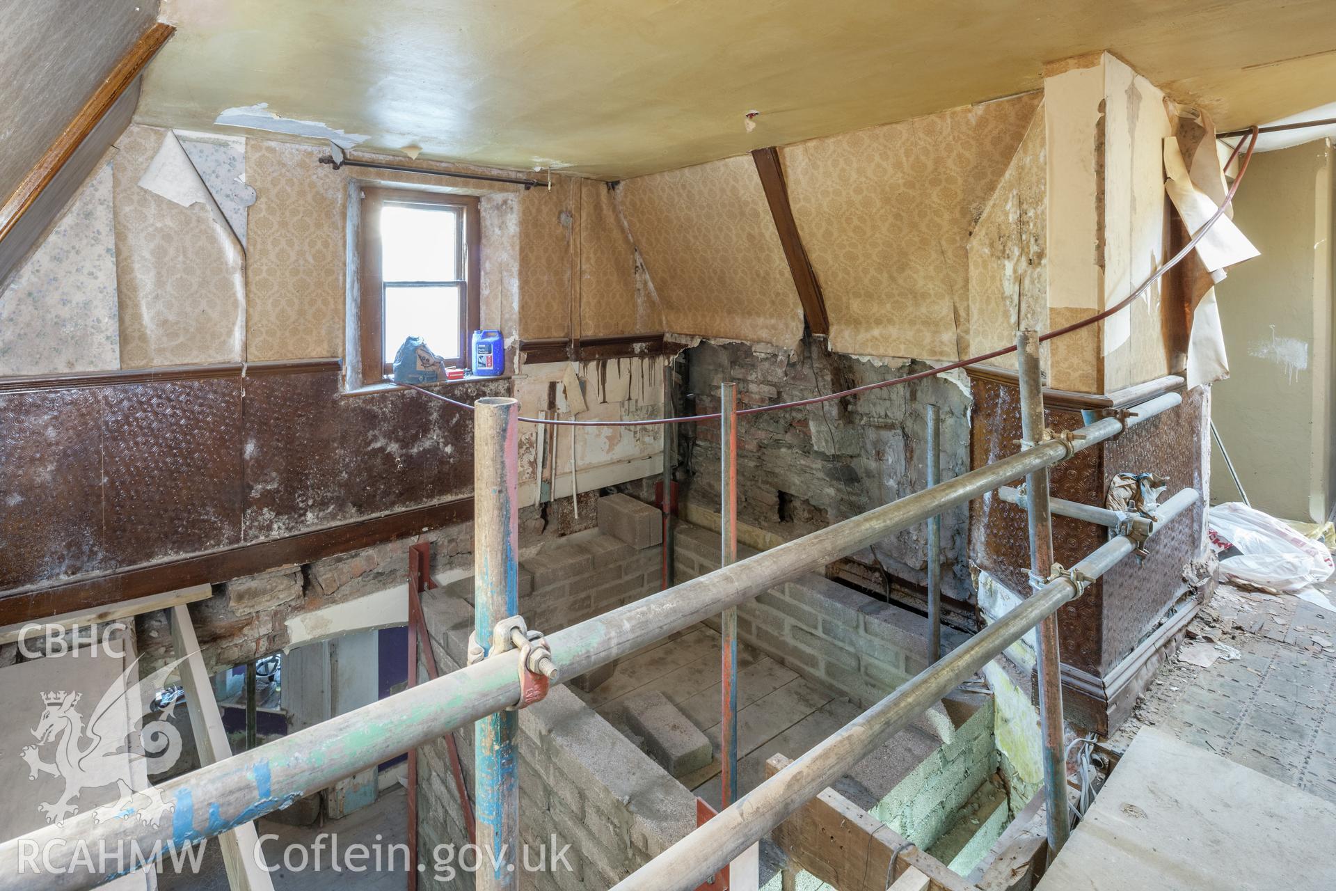 Interior, top of lift for disability access. during installation