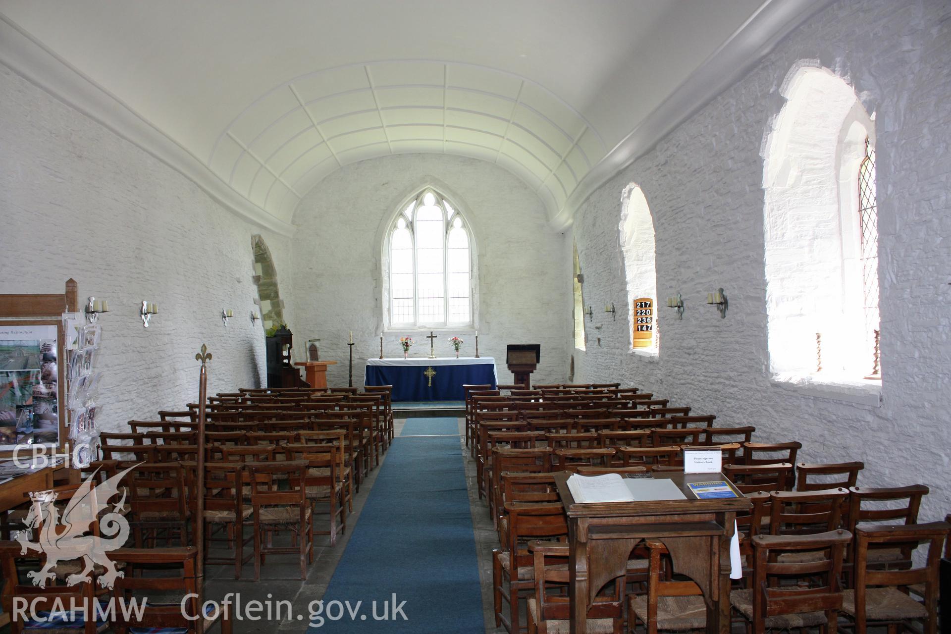 St Mary's Church, Pilleth. Interior view of the nave and chancel.