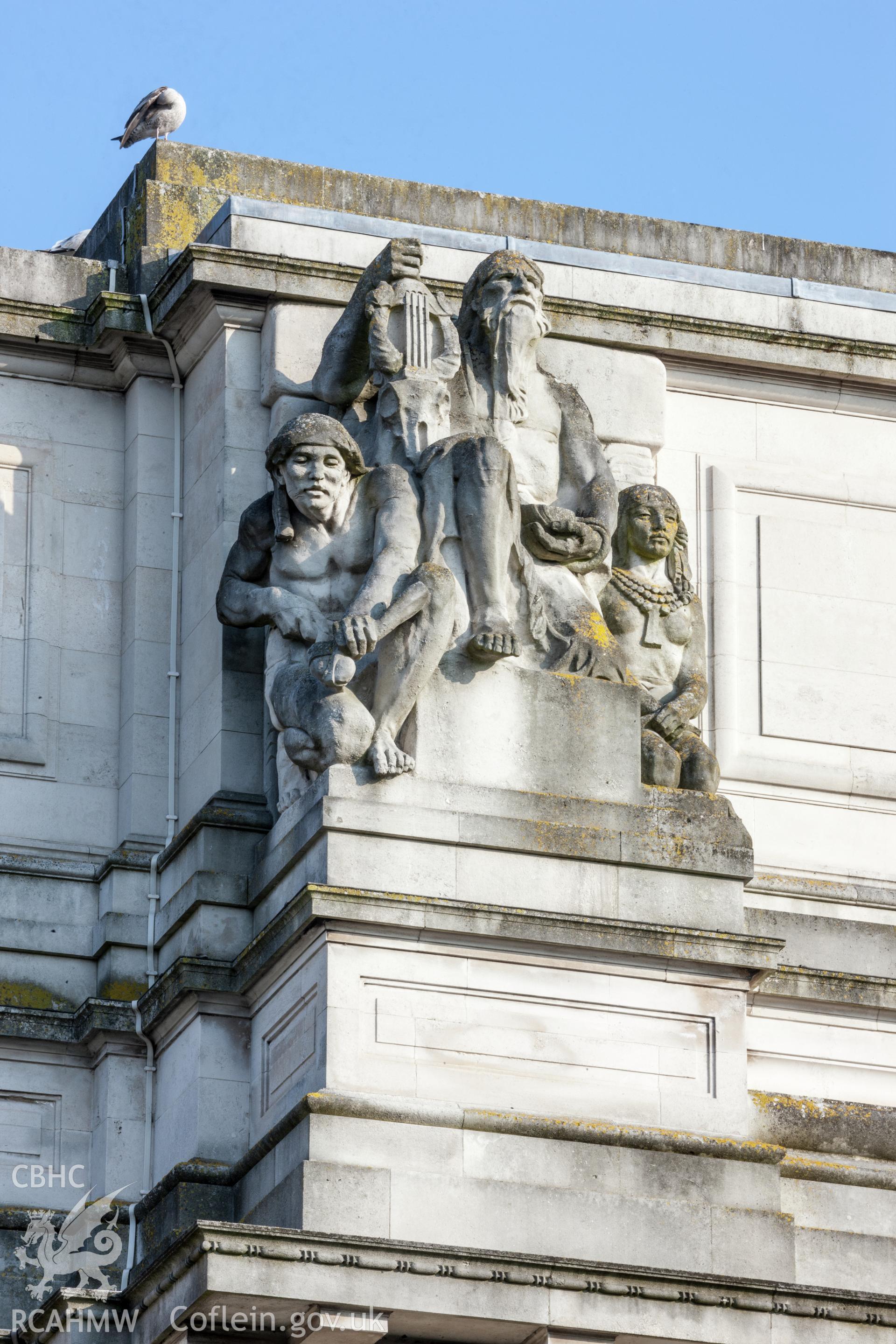 Detail of sculptures on roof, west side