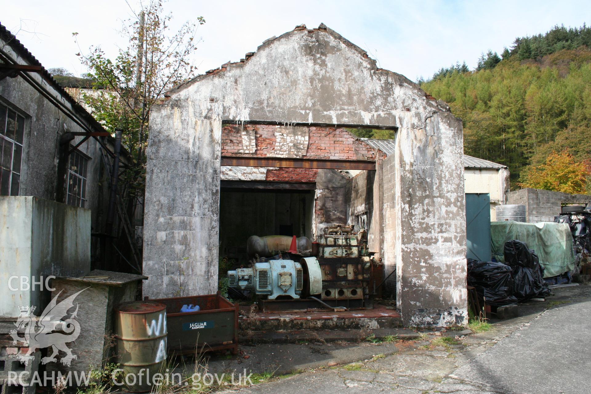 View from the southeast of the building at the rear of the deck, Hufenfa Meirion Milk Depot.