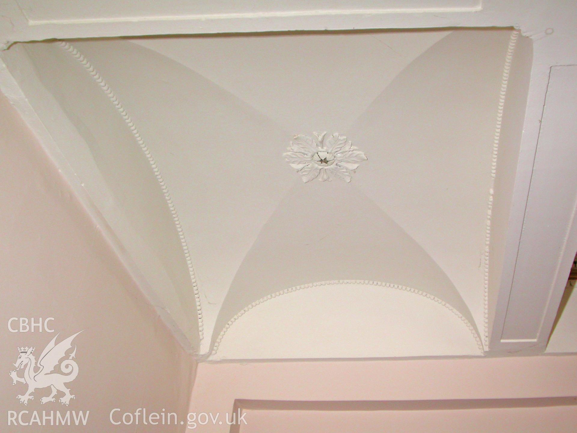 Detail of plaster decoration for original dining room ceiling