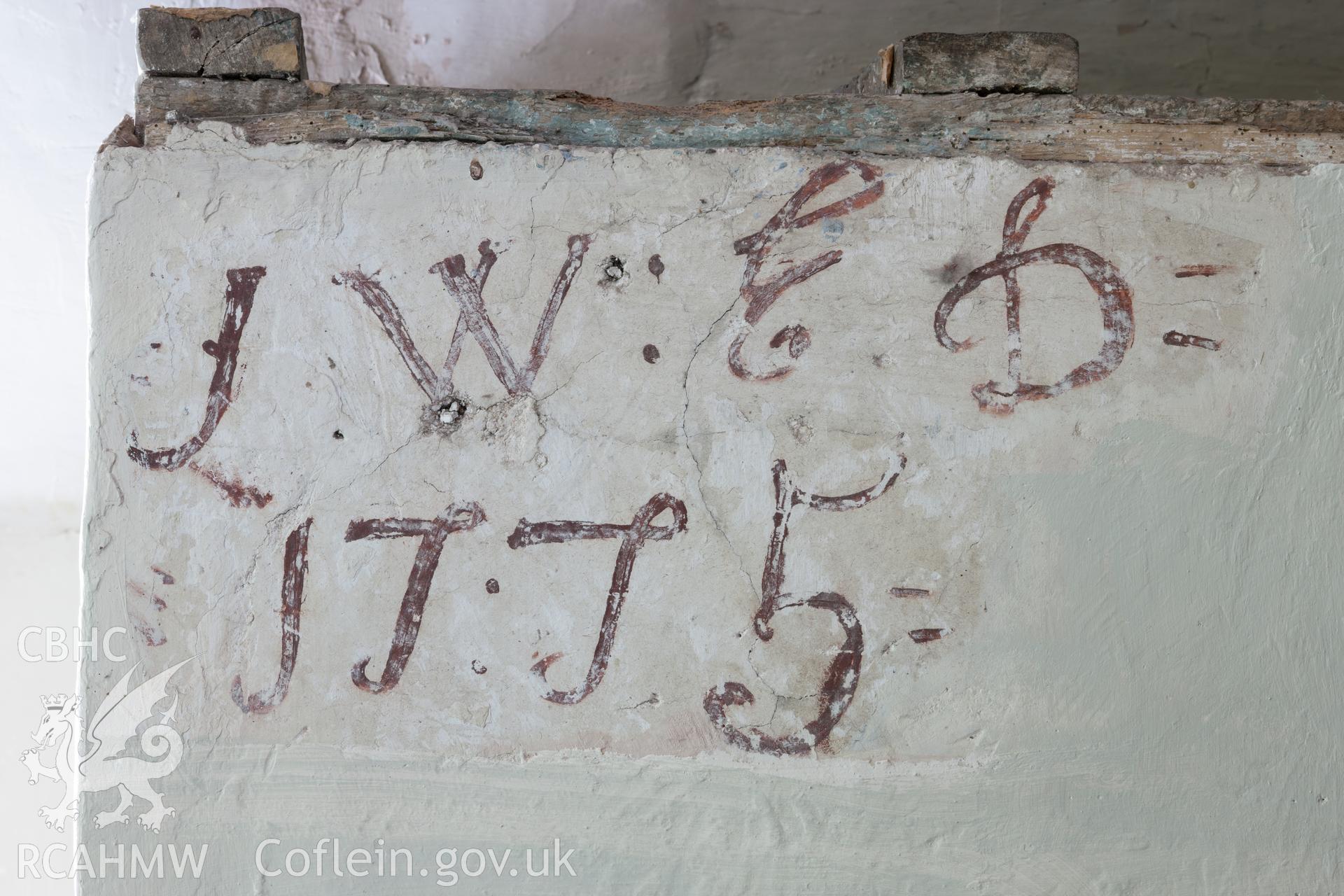 Detail of painted date in chamber over parlour