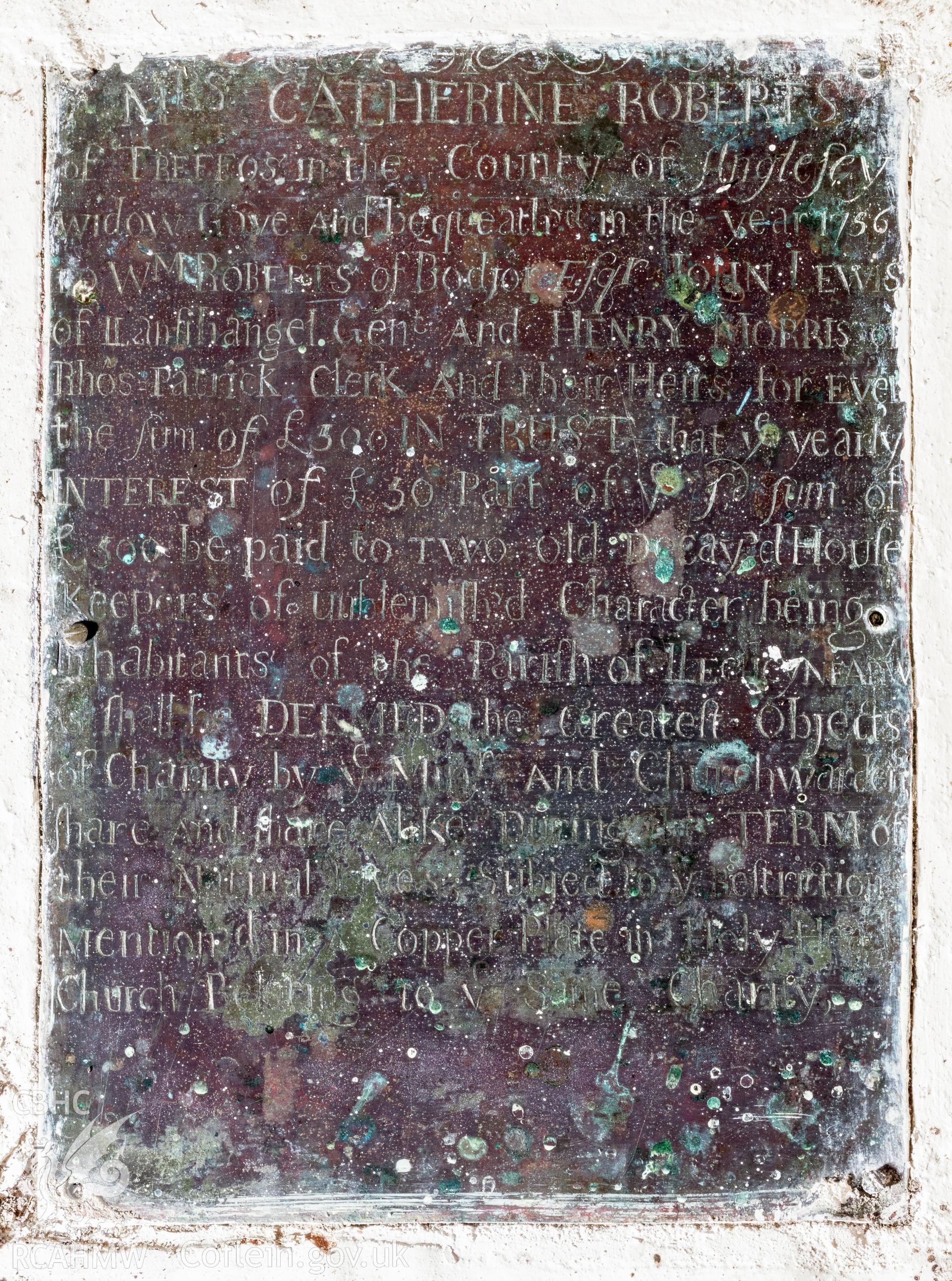 Memorial on north wall windowsill