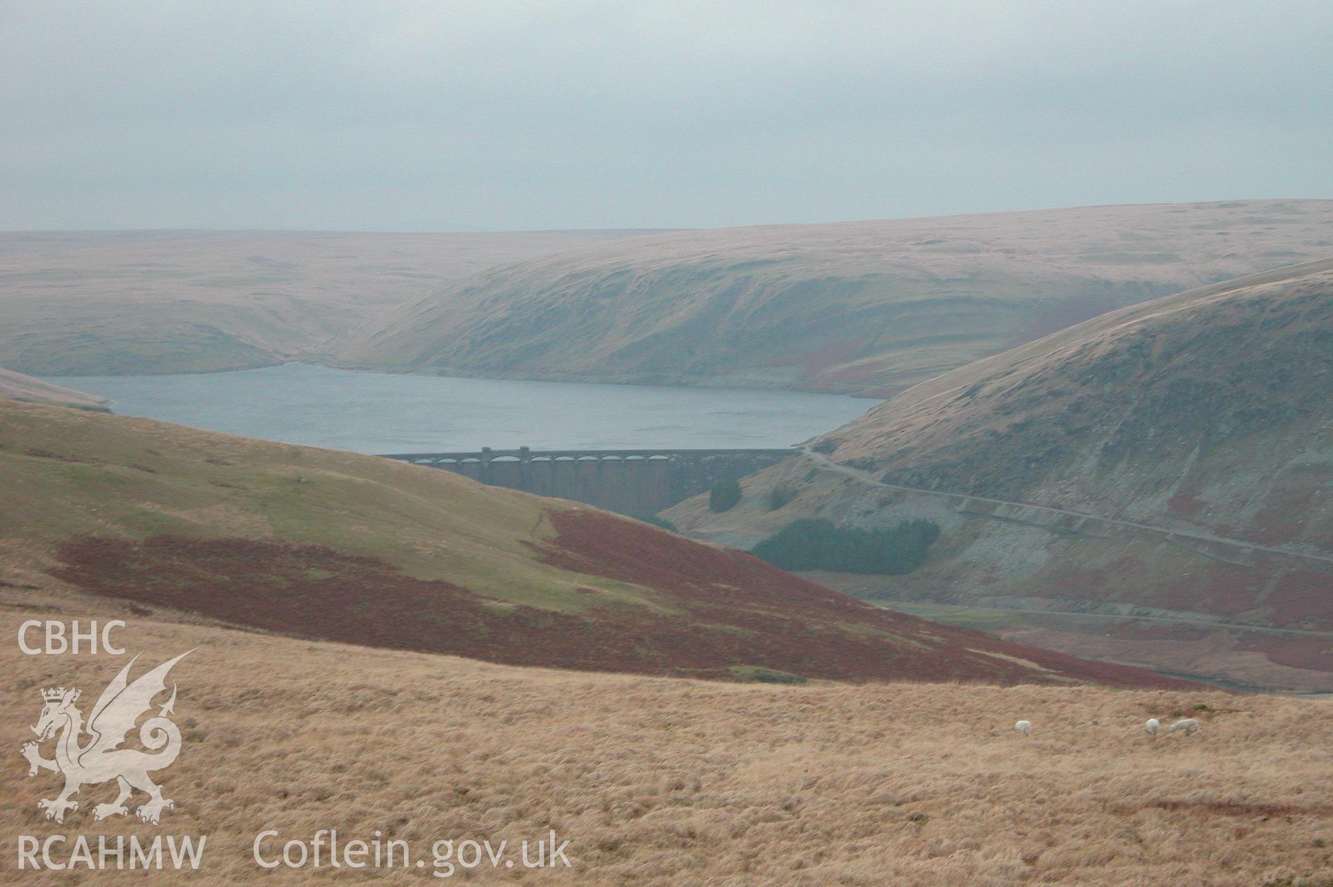 Digital photograph of Claerwen Dam taken on 12/12/2003 by Cambrian Archaeological Projects during the Elan Valley 2003-4 Upland Survey