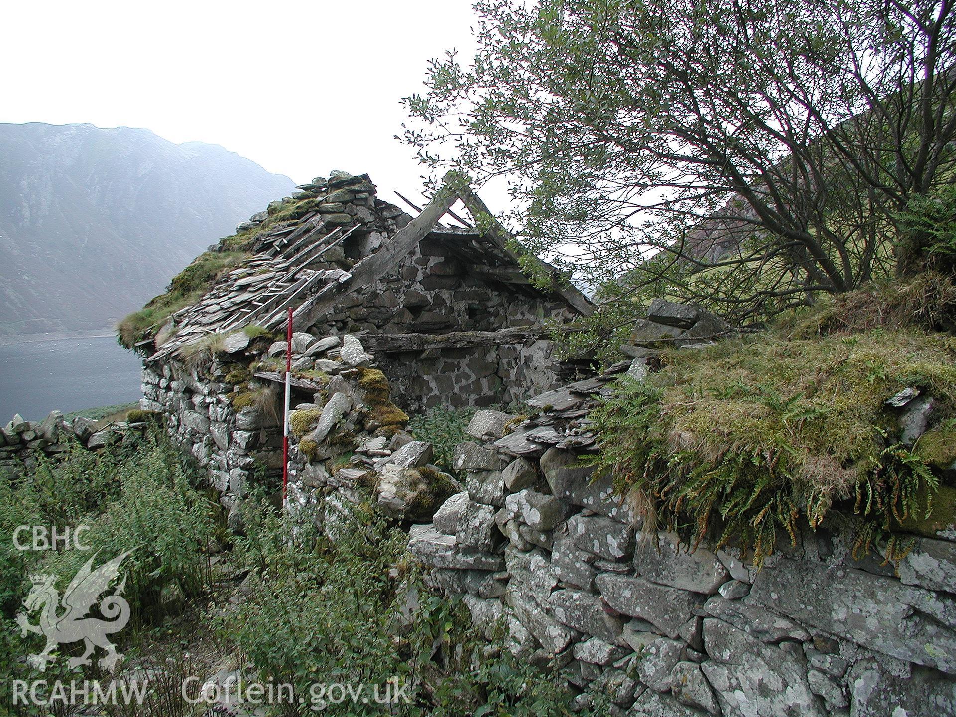 Digital photograph of Cwm Cowlyd Farmhouse taken on 14/08/2003 by Cambrian Archaeological Projects during the Eastern Snowdonia Upland Survey