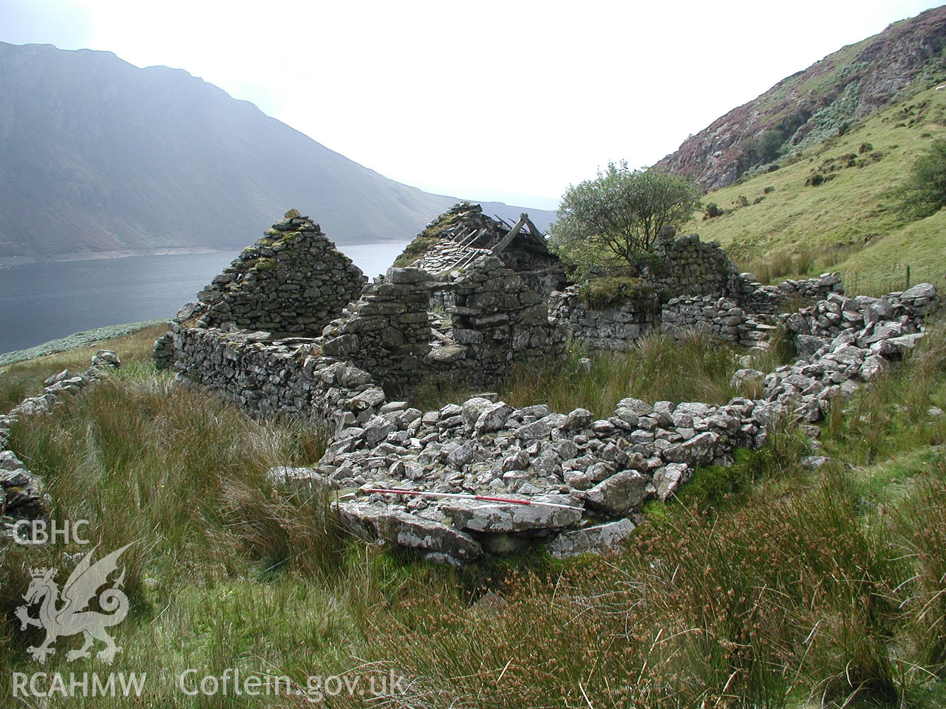 Digital photograph of Cwm Cowlyd Farmhouse taken on 14/08/2003 by Cambrian Archaeological Projects during the Eastern Snowdonia Upland Survey