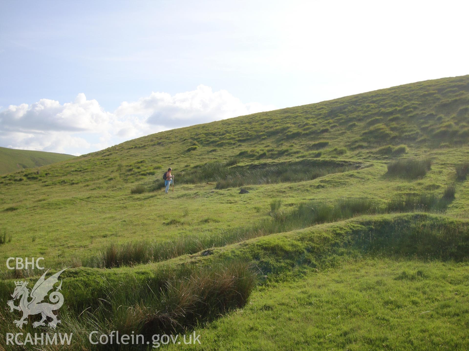 Long hut, taken from within enclosure NPRN 502684, looking southwest.