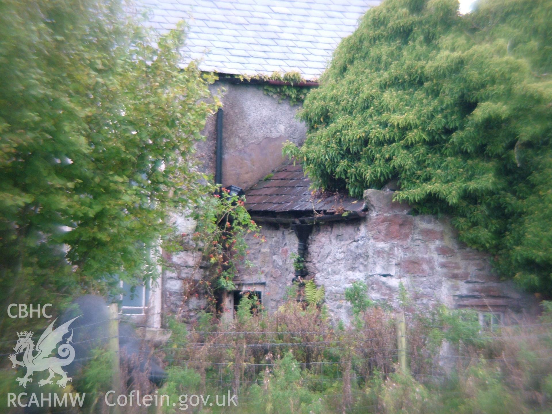 Digital colour photograph showing Llwynypandy chapel house - exterior, rear