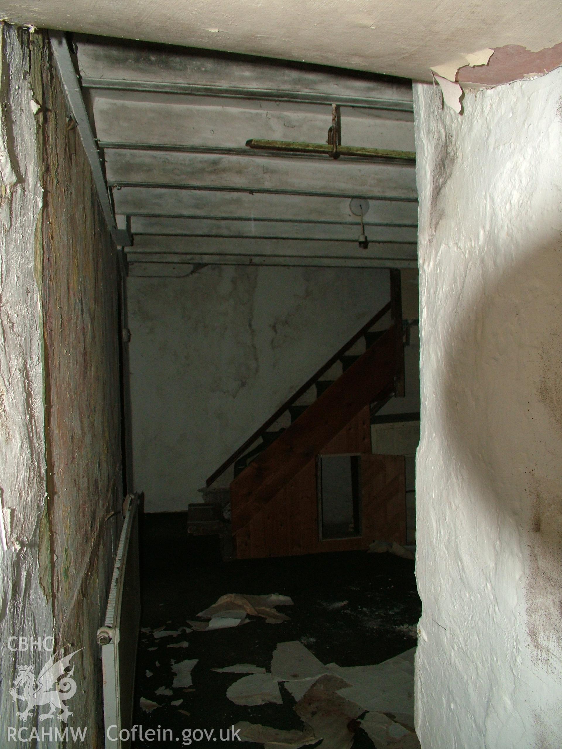 Digital colour photograph showing Llwynypandy chapel house - interior view of extension