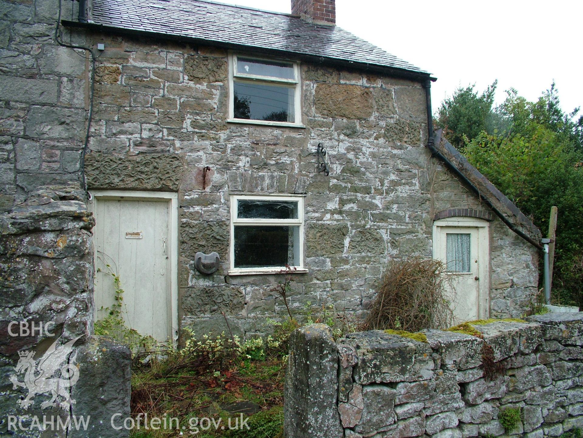 Digital colour photograph showing Llwynypandy chapel house - exterior view