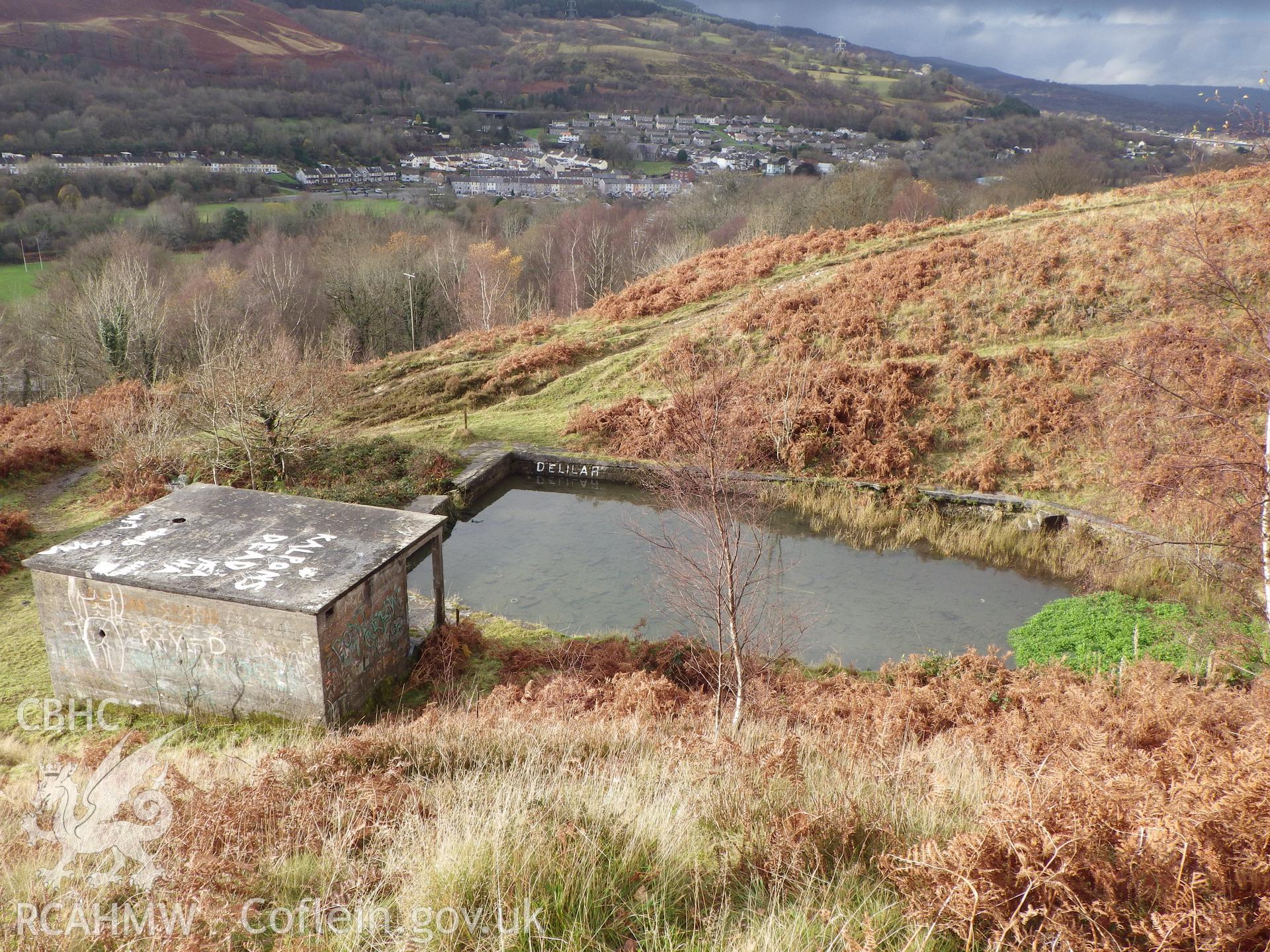 The swimming pool at Troedyrhiw Lido, looking northwest.