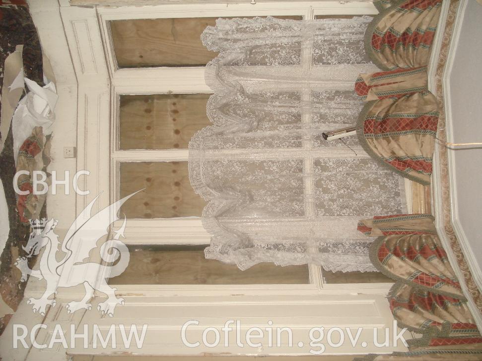 Colour photograph showing internal window 03 and panelling on the west side of The Grange Hotel produced by JP Architects, 2011.