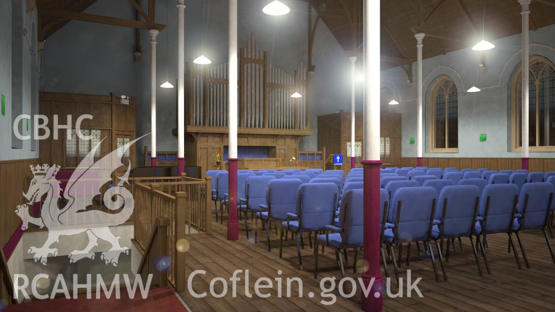 Computer generated image showing interior of Van Road United Reformed Church (phase three restoration).