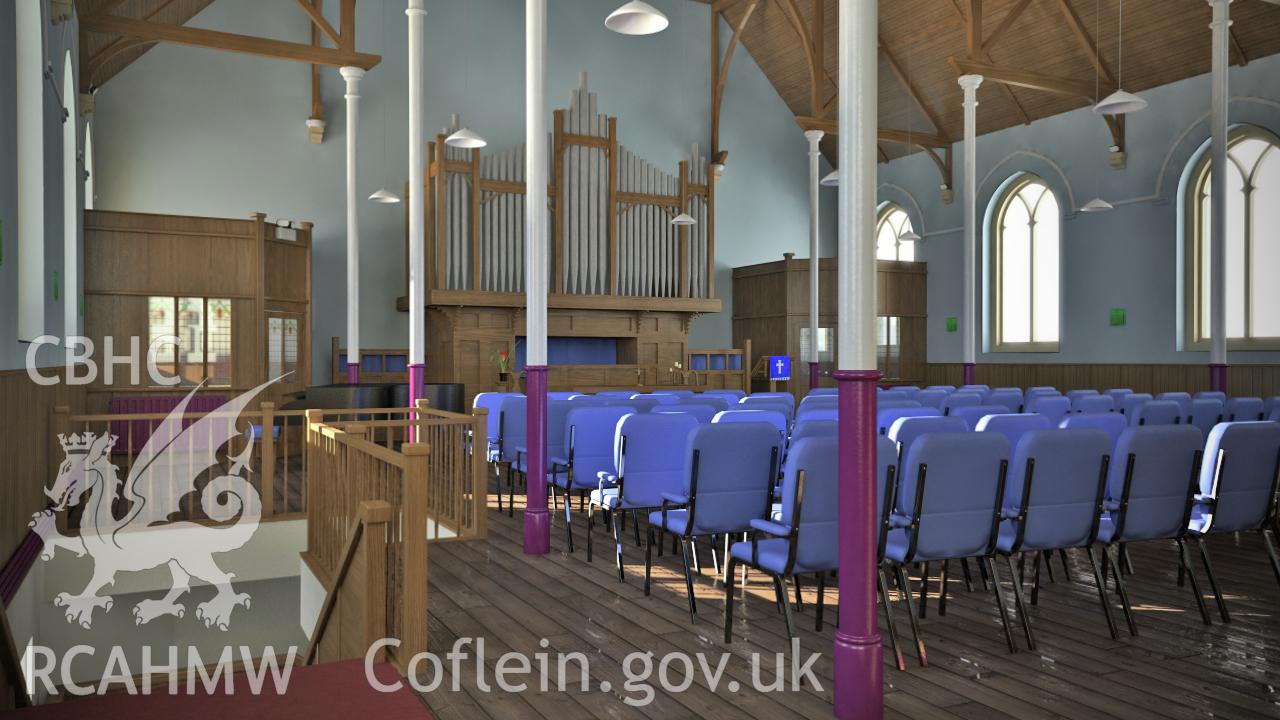 Computer generated image showing interior of Van Road United Reformed Church (phase three restoration).