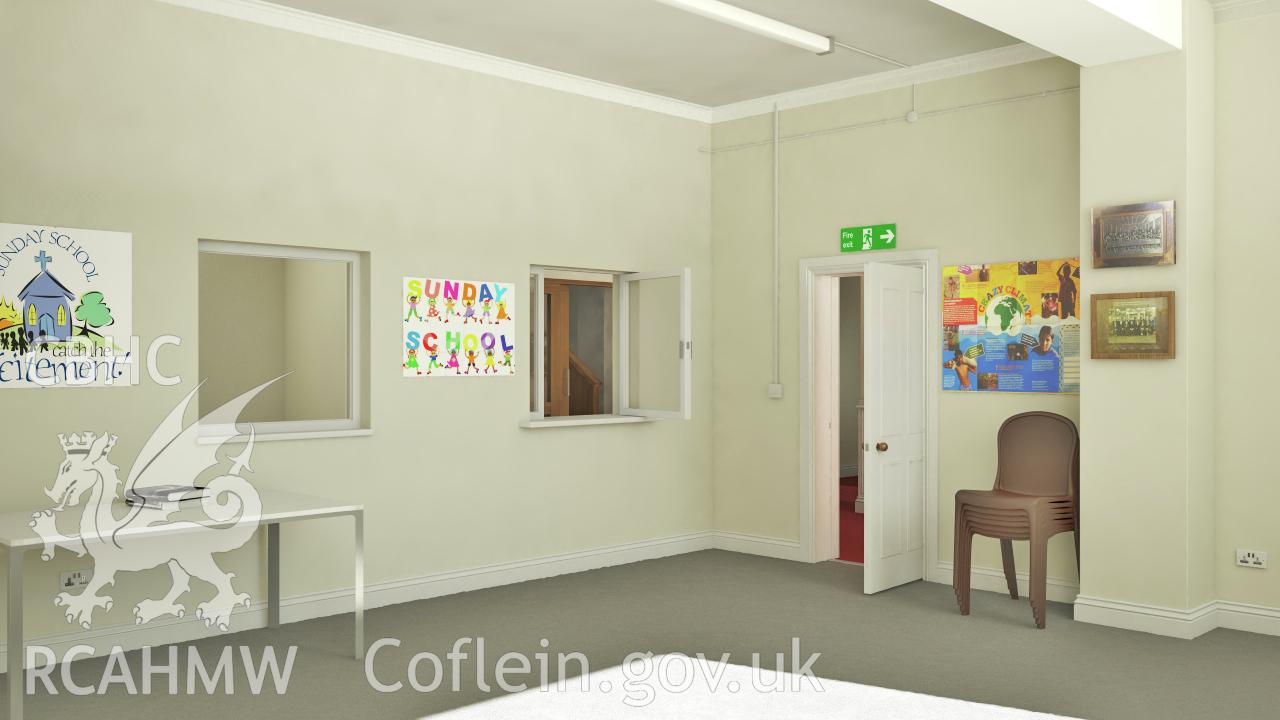 Computer generated image showing interior (sunday school room) of Van Road United Reformed Church (phase three restoration).