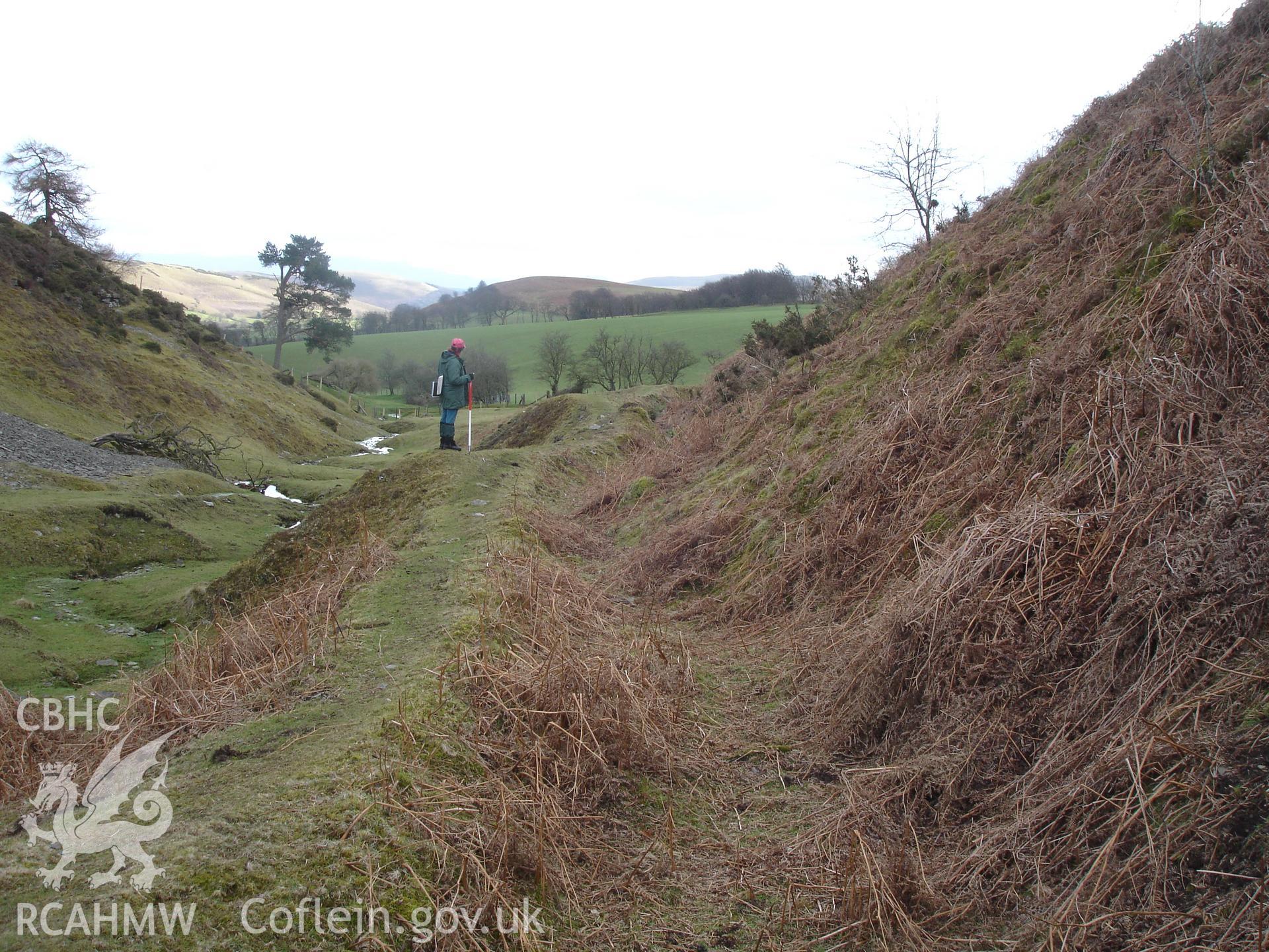 Digital colour photograph of a leat at Cwm Griffin taken on 21/02/2007 by R.P.Sambrook during the Gwaunceste Upland Survey undertaken by Trysor.