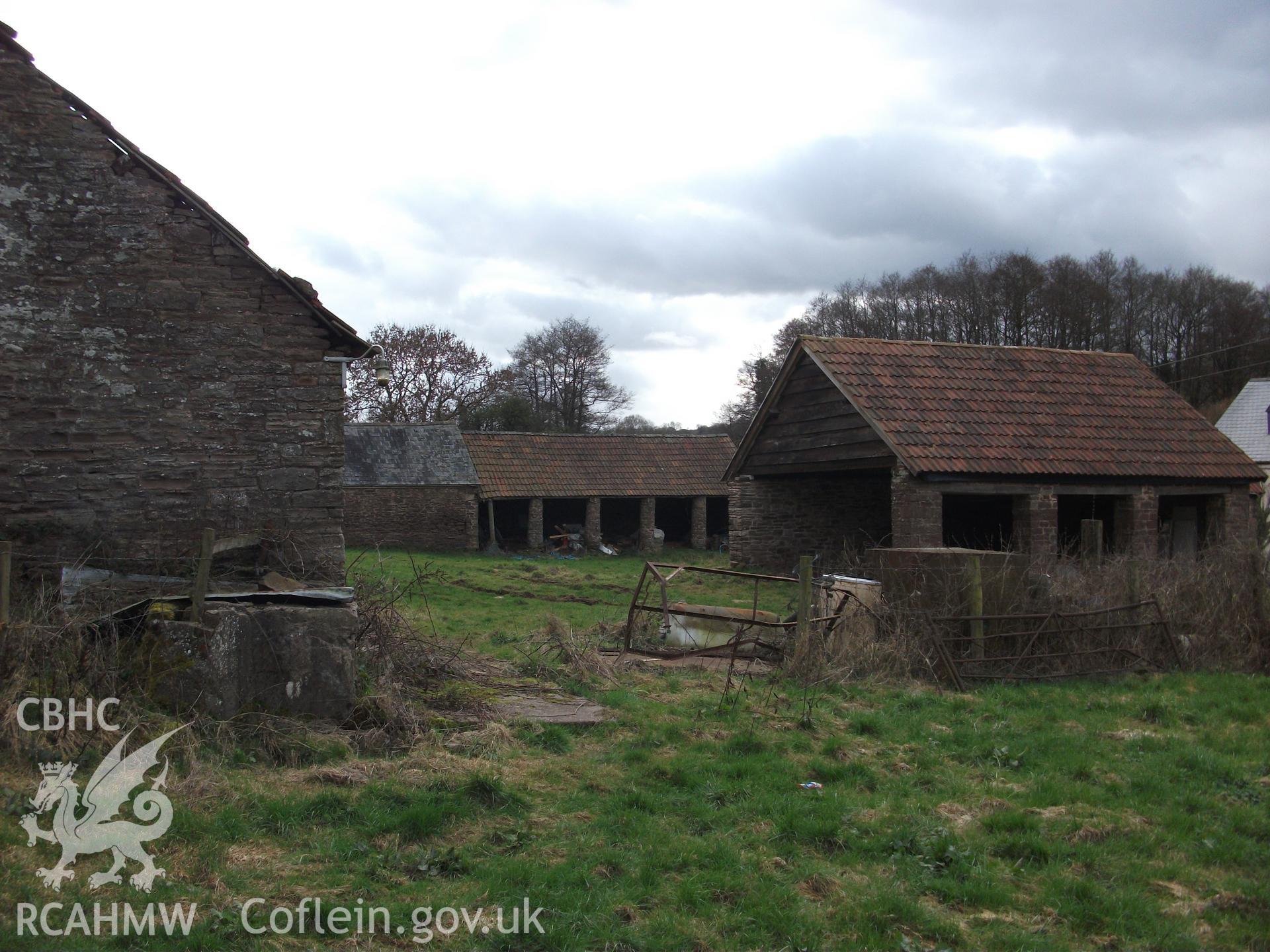 Colour digital photograph of exterior of barns at Llangwm Isaf Farm, received in the course of Emergency Recording case ref no RCS2/1/1599.
