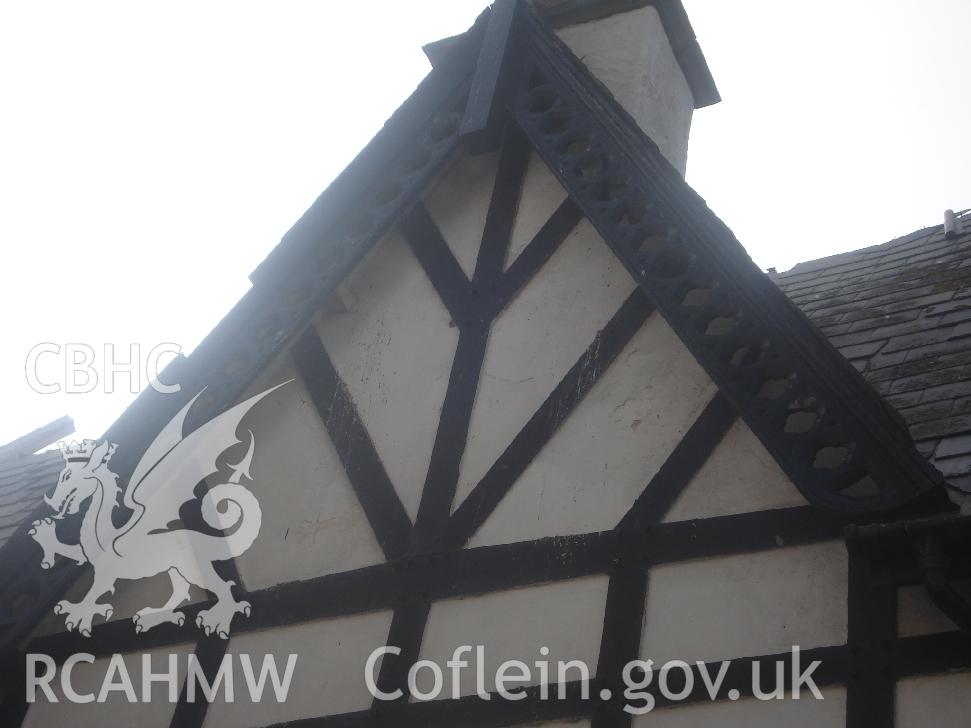 Colour photograph showing fretted barge board 01 in the north facing elevation of The Grange Hotel produced by JP Architects, 2011.