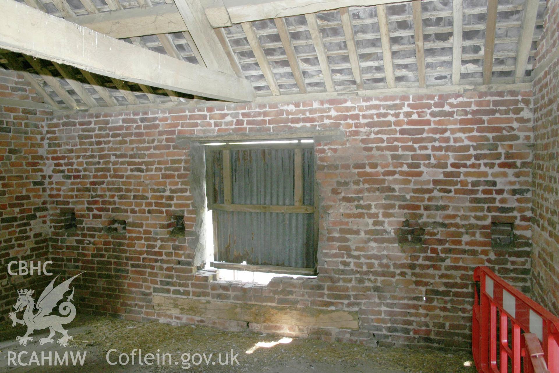 Llay Hall farm: digital photograph showing interior of main barn (no 150 on plan) received in the course of Emergency Recording case ref no RCS2/1/789.