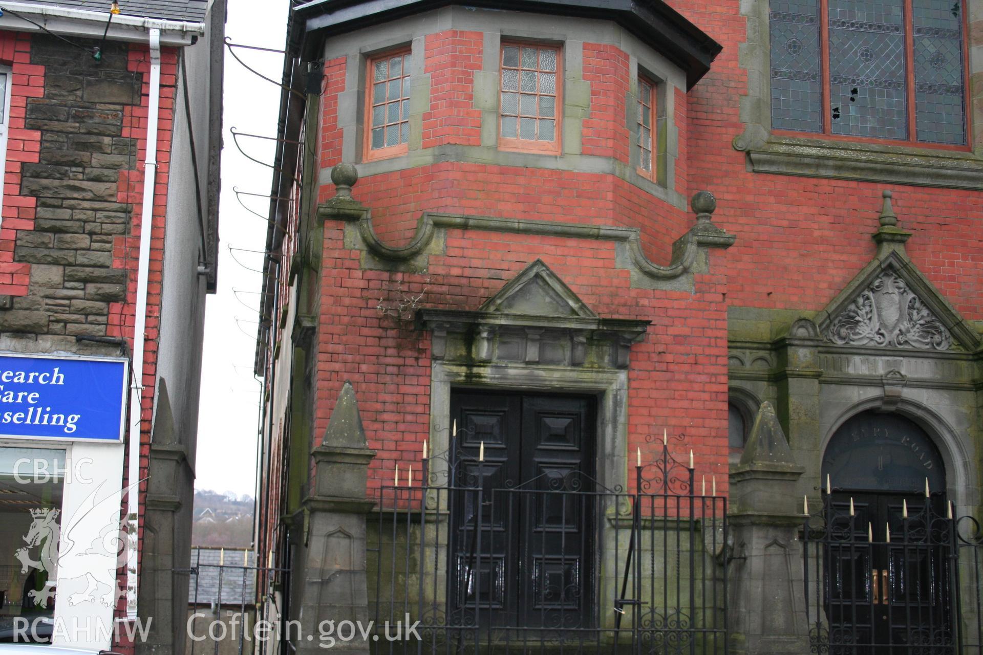 Hanbury Road baptist chapel, Bargoed, digital colour photograph showing exterior - front elevation, received in the course of Emergency Recording case ref no RCS2/1/2247.