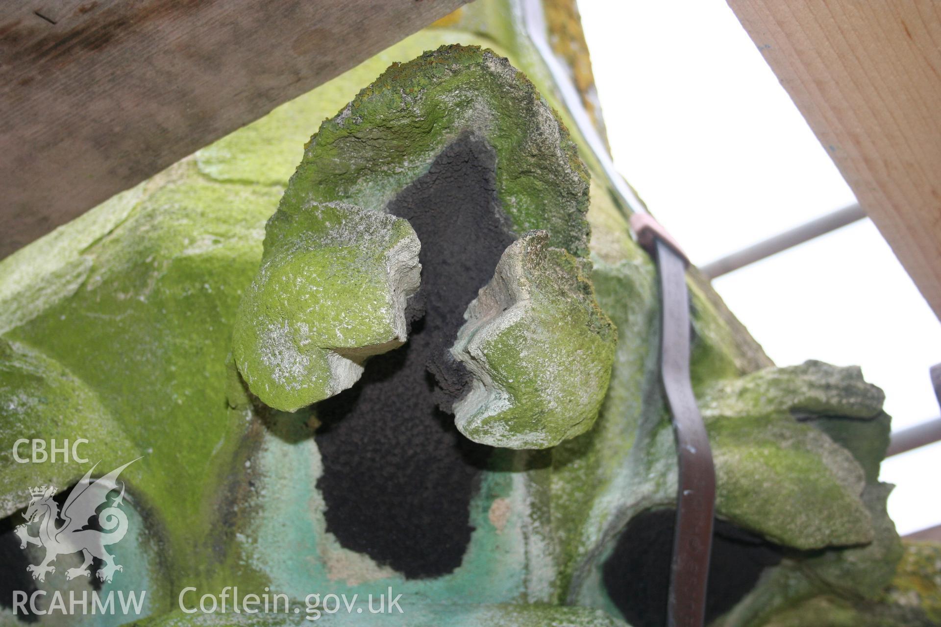 Sculptural detail on the Cornewall Lewis Memorial at New Radnor, taken by Cy Griffiths of Powys County Council, November 2011