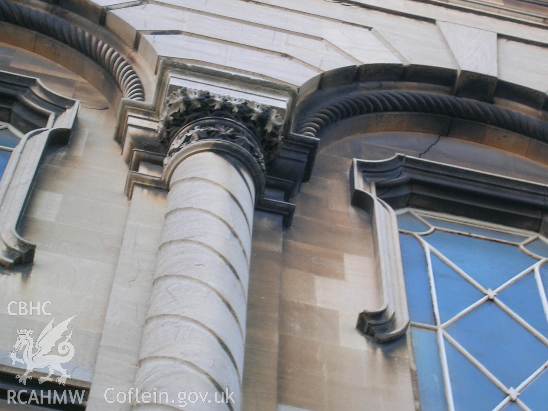 View of North Elevation - foliate headed stone column