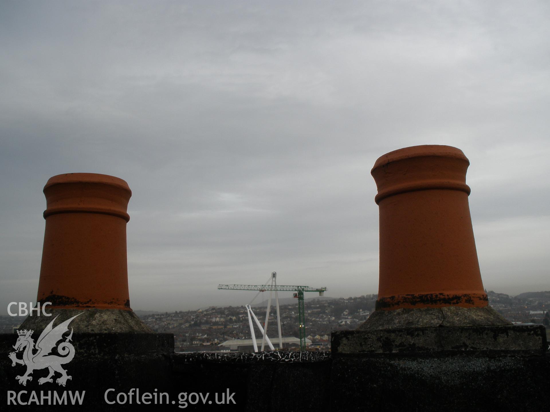 View of roof and loft - chimney stacks