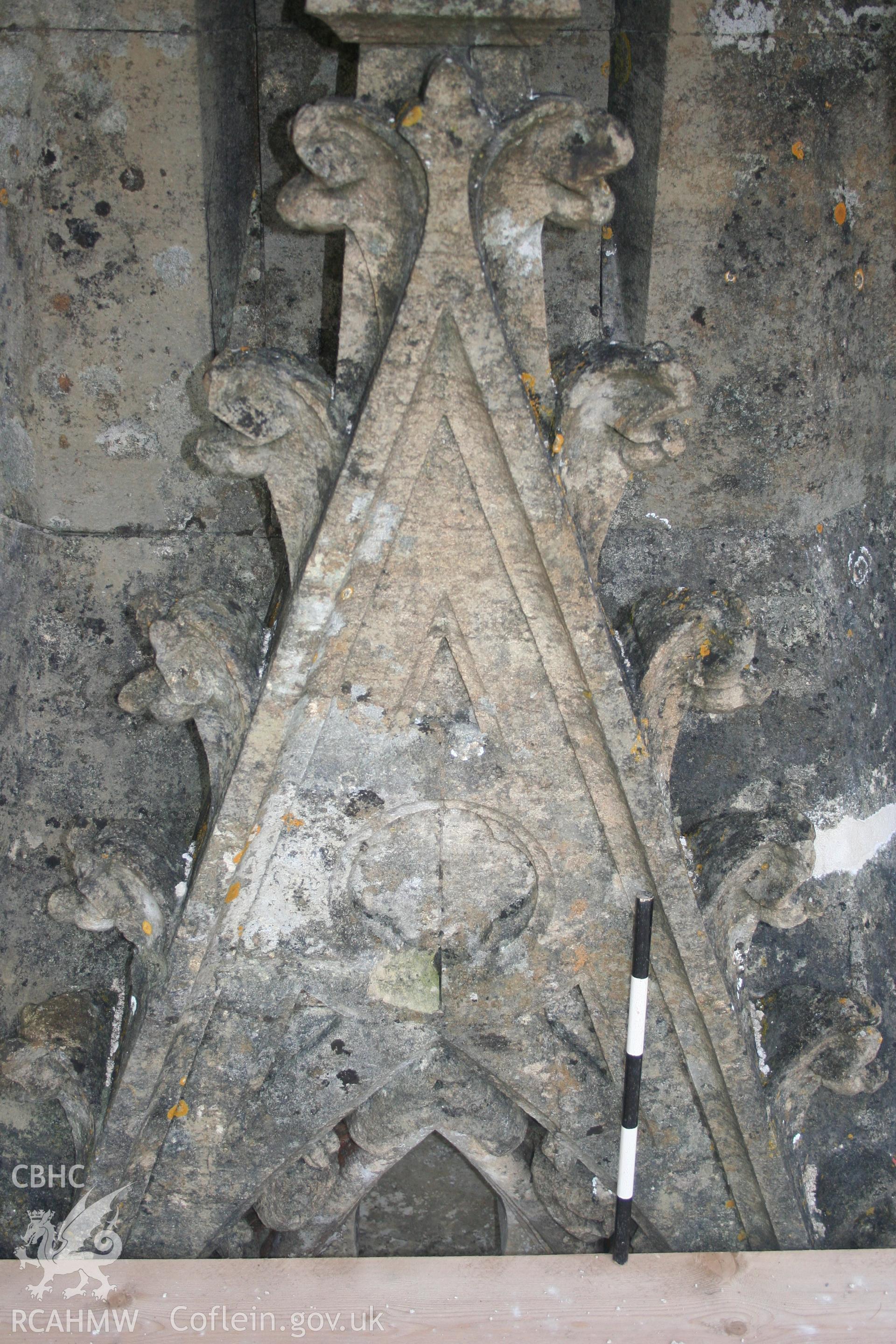 Sculptural detail on the Cornewall Lewis Memorial at New Radnor, taken by Cy Griffiths of Powys County Council, November 2011