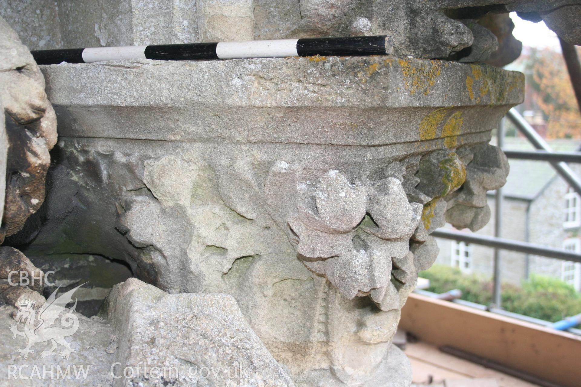 Sculptural detail on the Cornewall Lewis Memorial at New Radnor, taken by Cy Griffiths of Powys County Council, November 2011