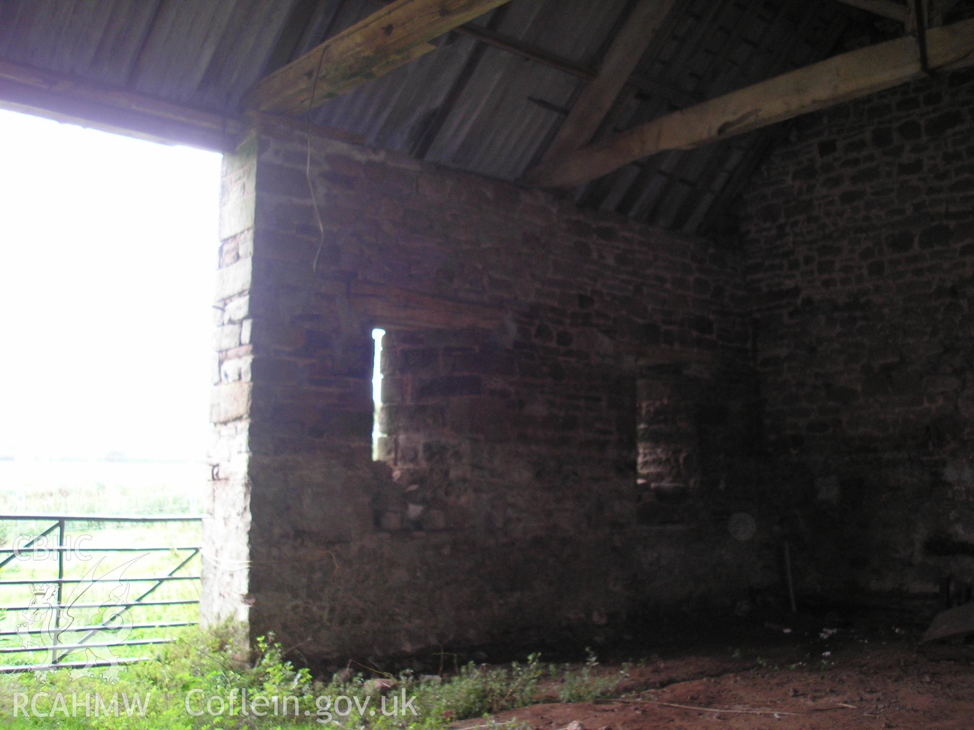 Interior of barn showing entrance