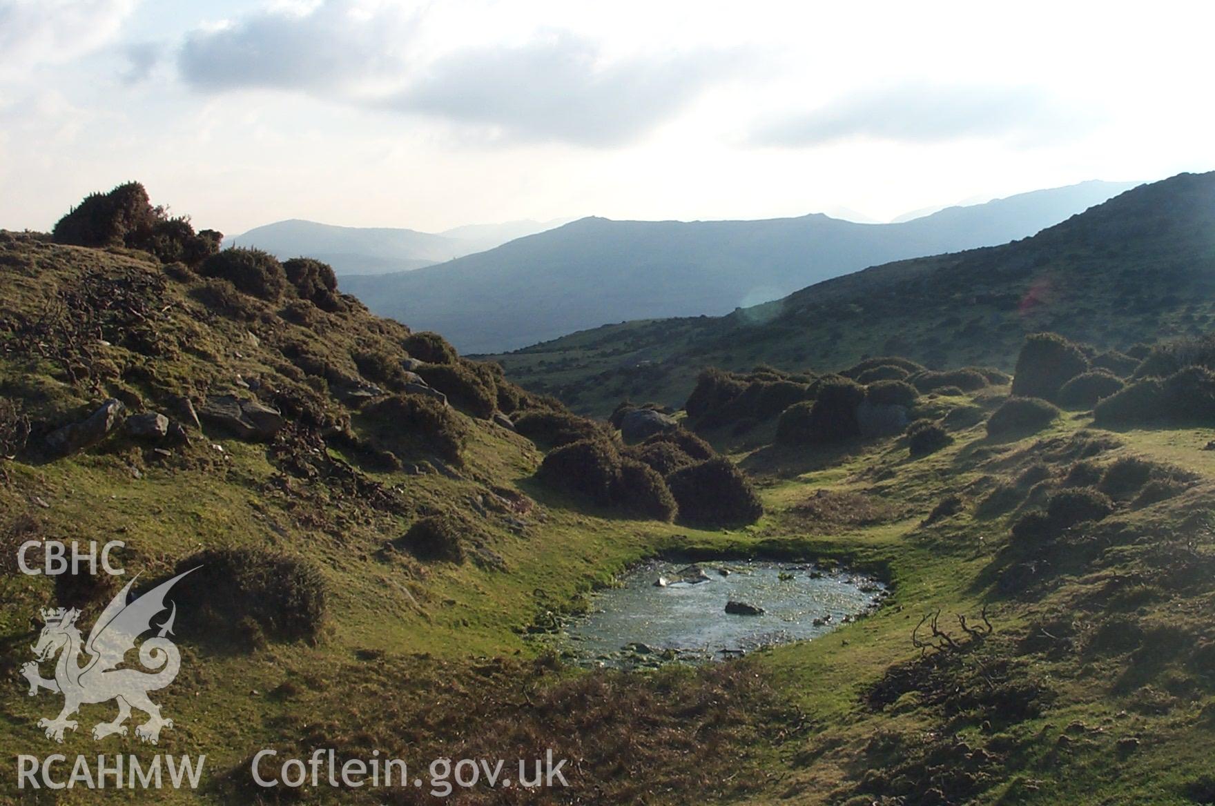 Digital photograph of Caer Bach Hillfort from the South. Taken by P. Schofield on 30/03/2004 during the Eastern Snowdonia (North) Upland Survey.