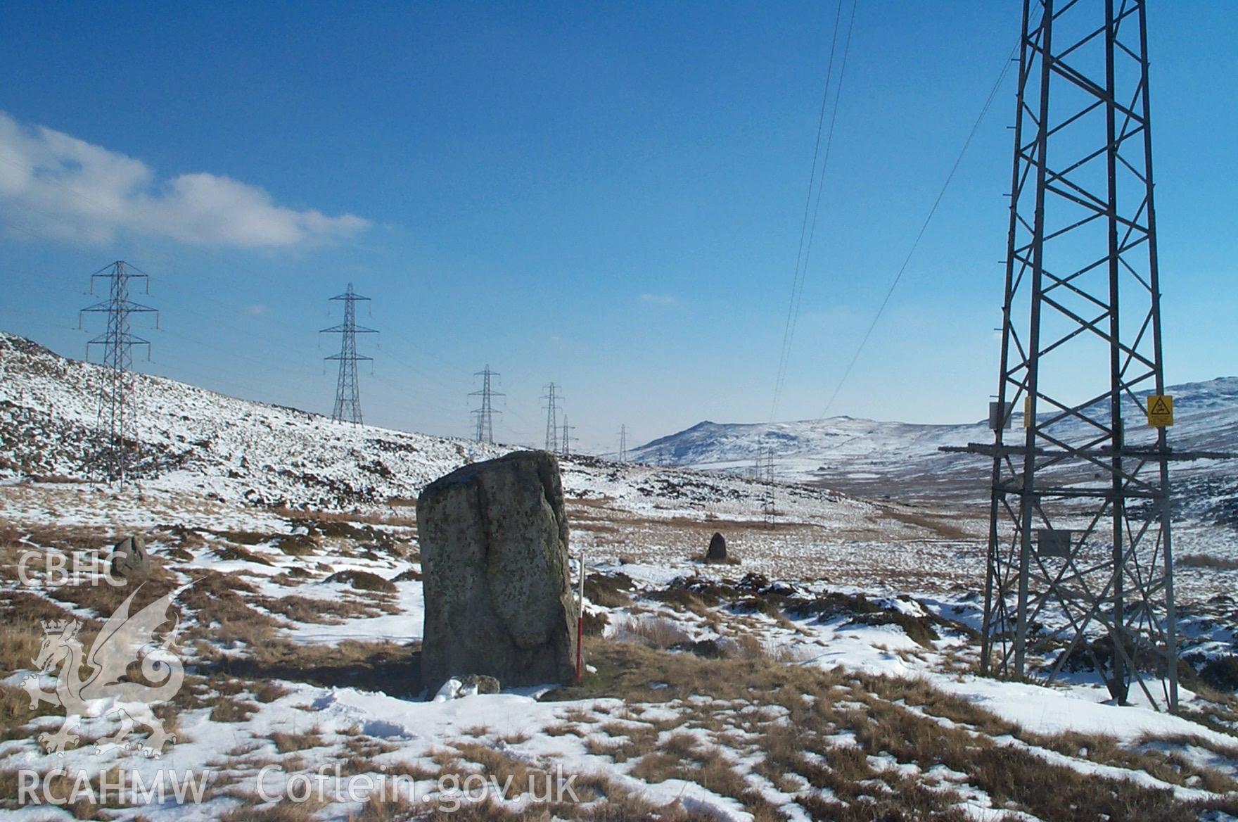 Digital photograph of Bwlch-y-ddeufaen Cairn of the site with site 303022 from the East Taken by P. Schofield on 30/03/2004 during the Eastern Snowdonia (North) Upland Survey.