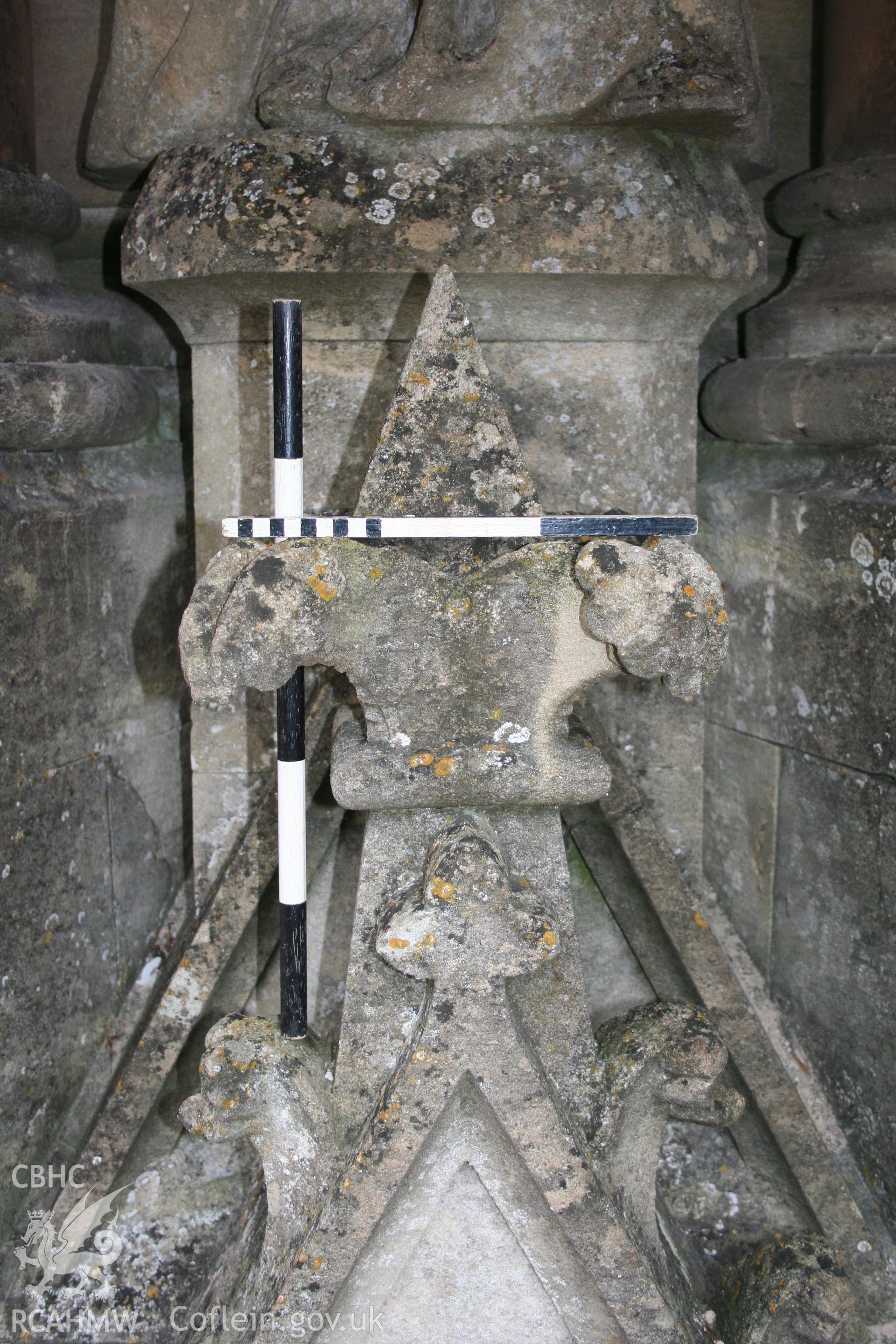 Sculptural detail on the Cornewall Lewis Memorial at New Radnor, taken by Cy Griffiths of Powys County Council, November 2011