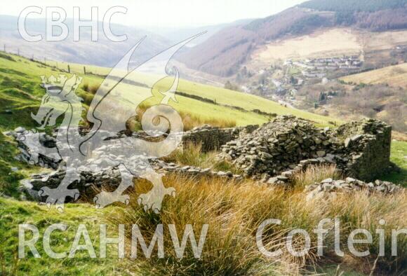 Digital colour photograph showing view of Glyncorrwg, Neath and Port Talbot, looking southwest. The interior is filled with rubble from demolition - used in the Glamorgan-Gwent Archaeological Trust Report on the deserted rural settlements of Glamorgan.