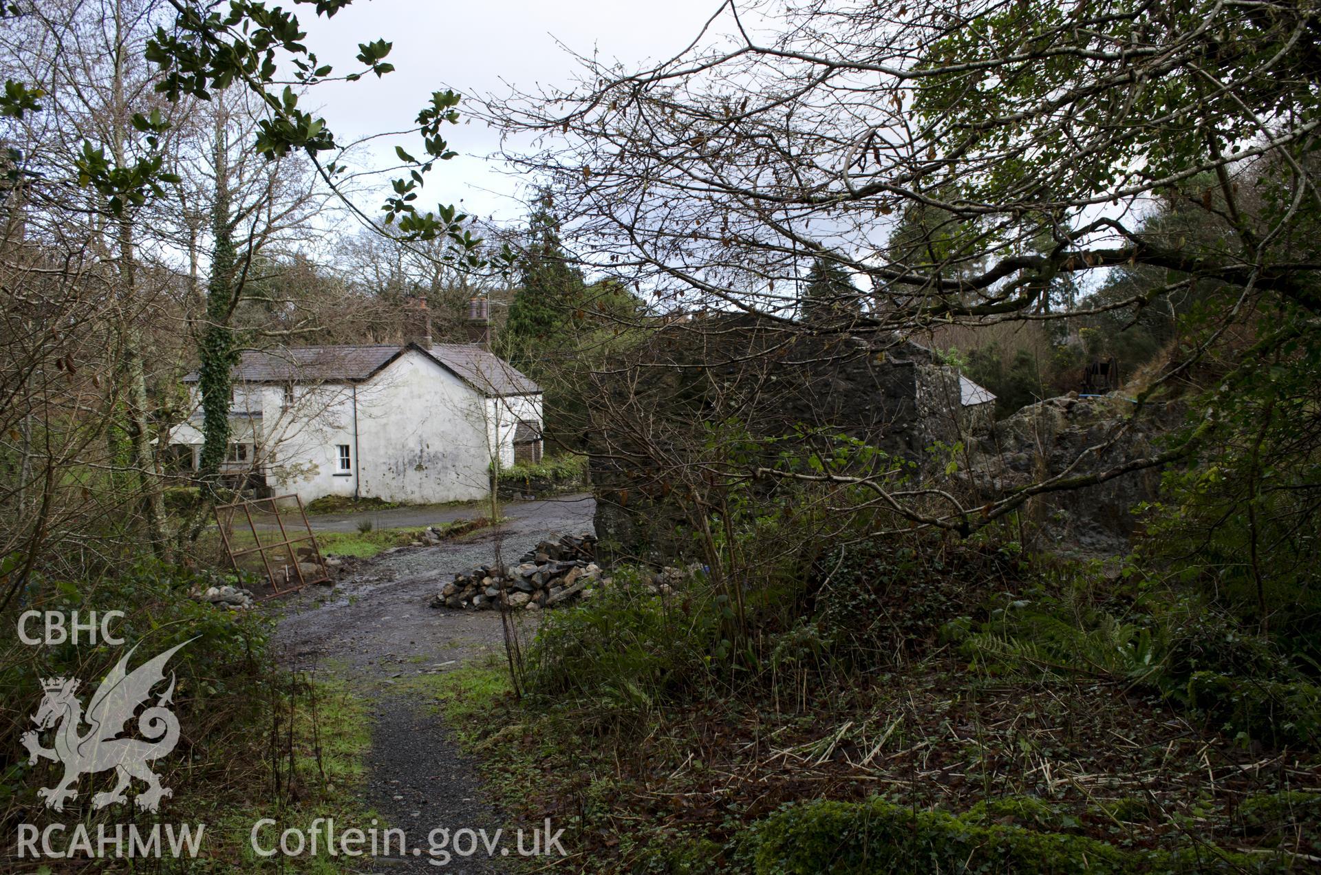 View from south showing south-west elevation, taken by Jessica Davidson, Gwynedd Archaeological Trust 8th Jan 2016.