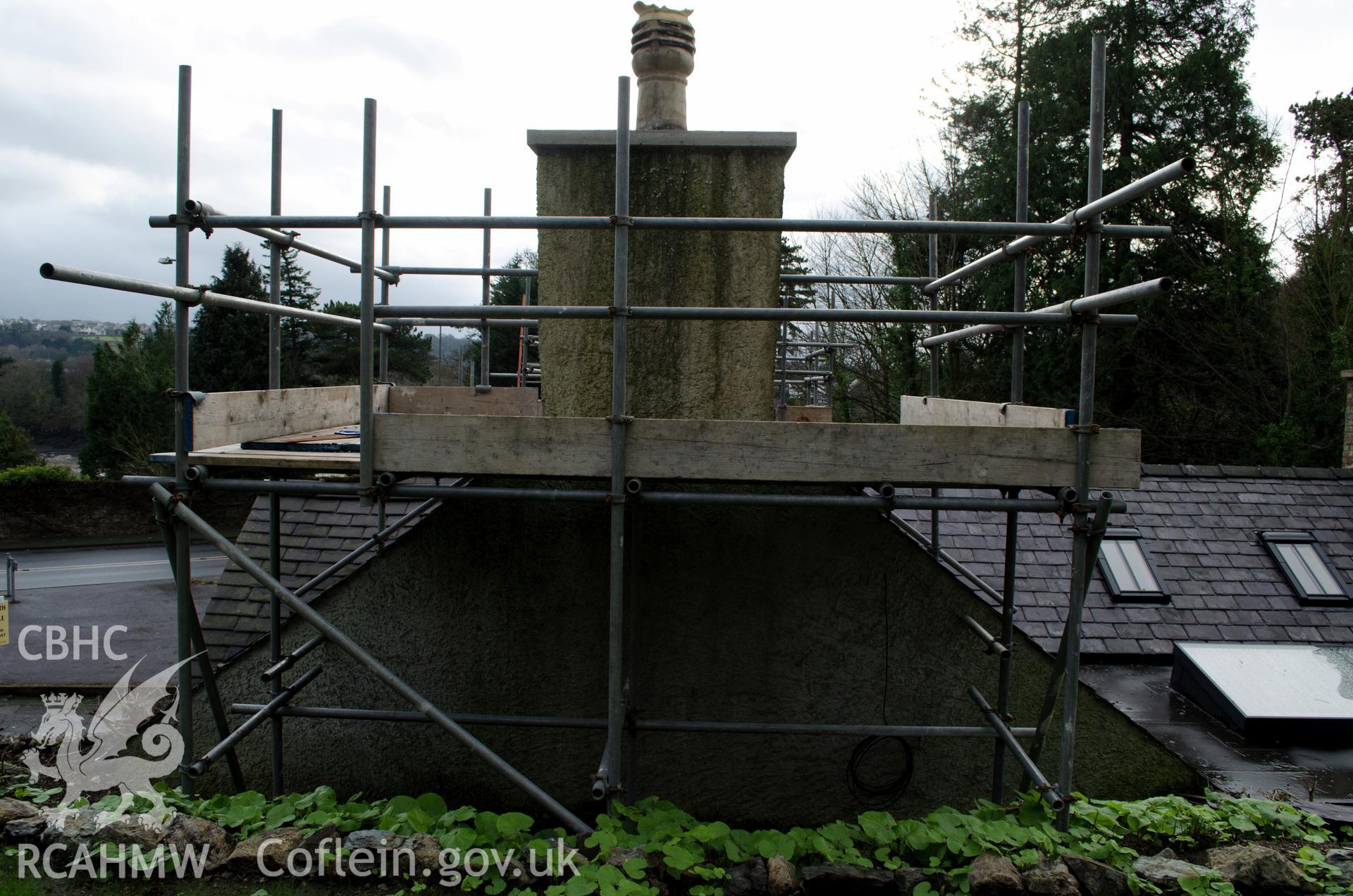 View from the north showing chimney breast on northern elevation of the cottage.