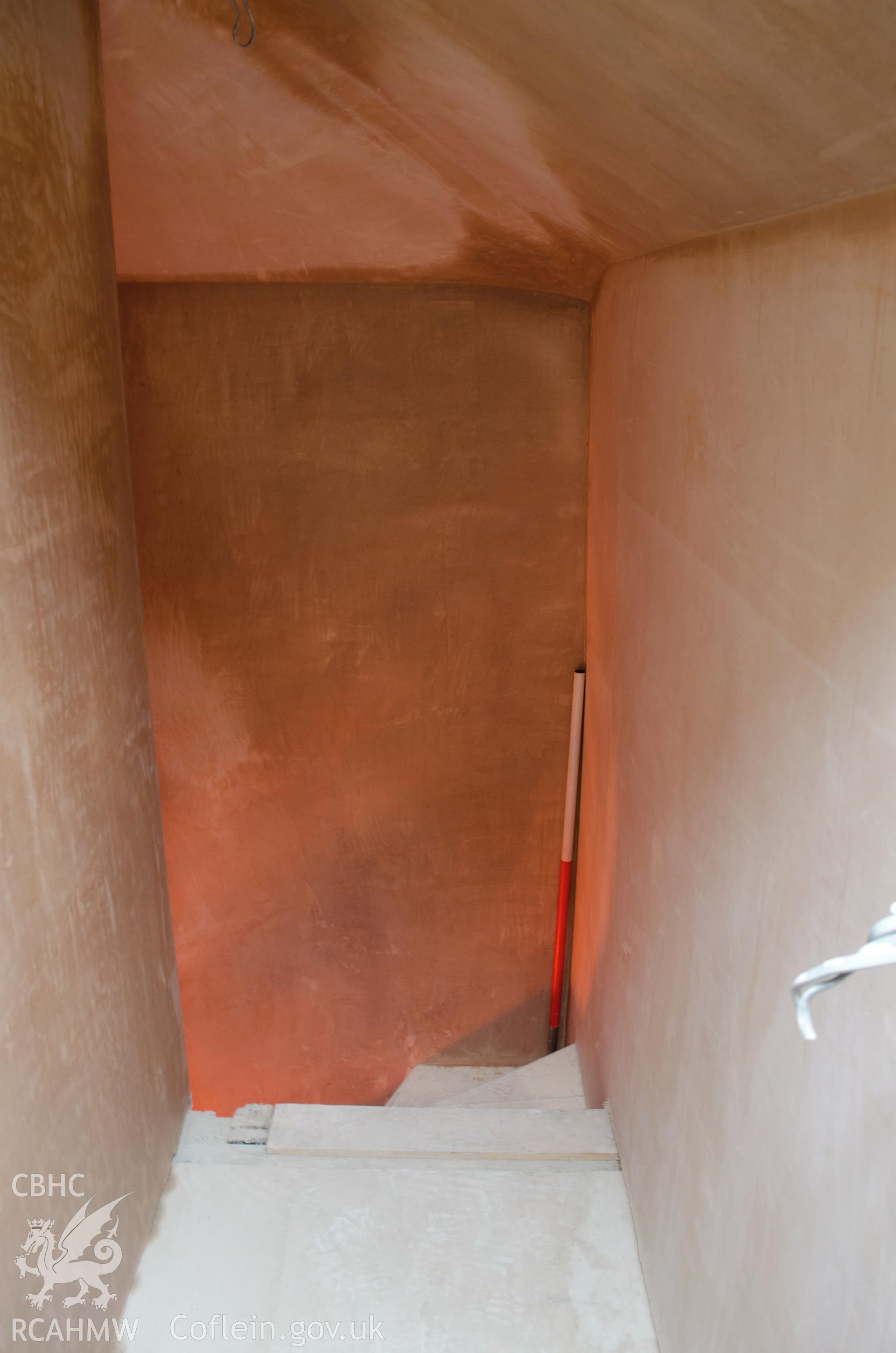 View from the east showing top of rear stairwell.