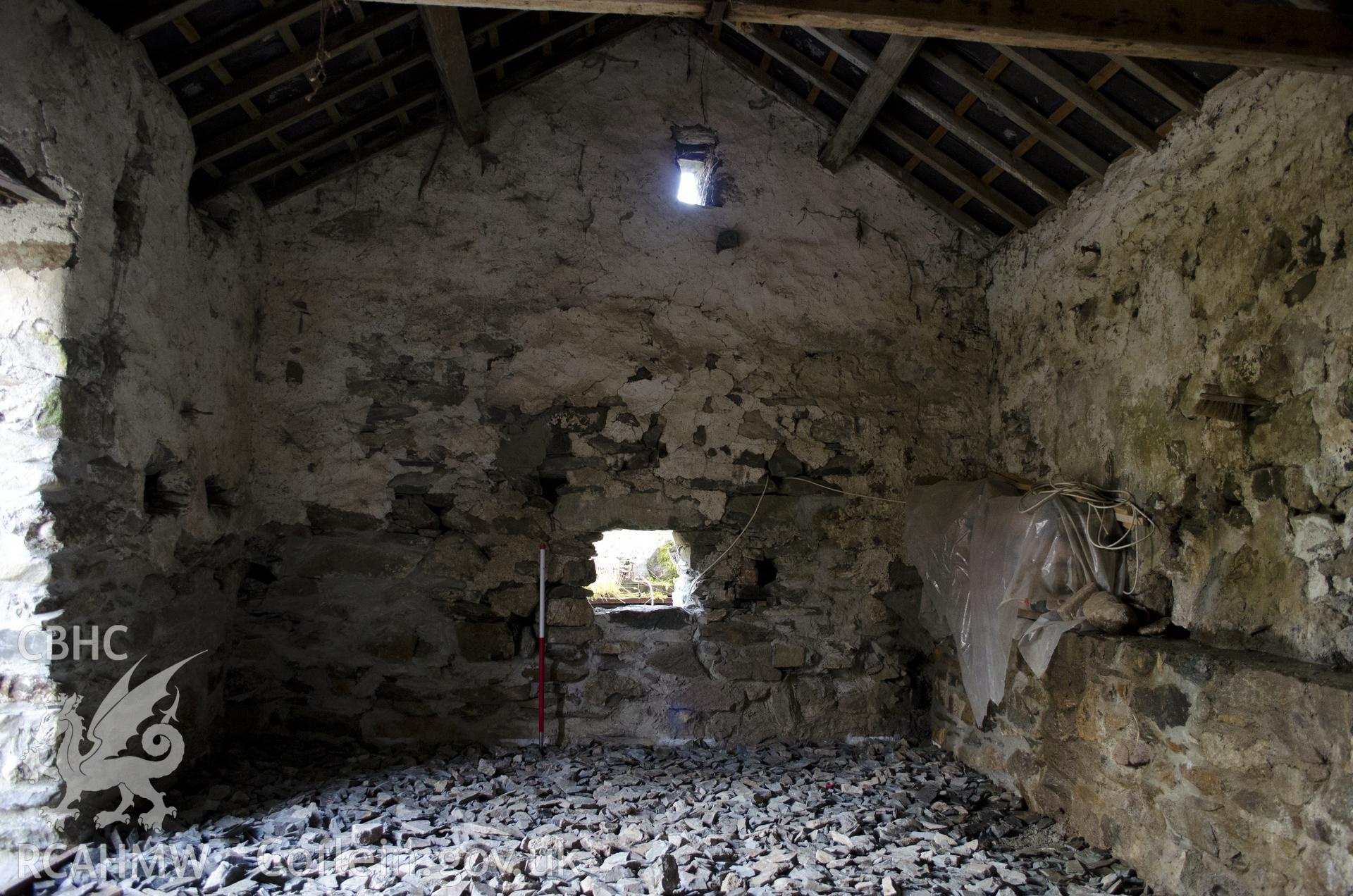 View from south-west showing NE wall of the NE room, taken by Jessica Davidson, Gwynedd Archaeological Trust, 8th Jan 2016.