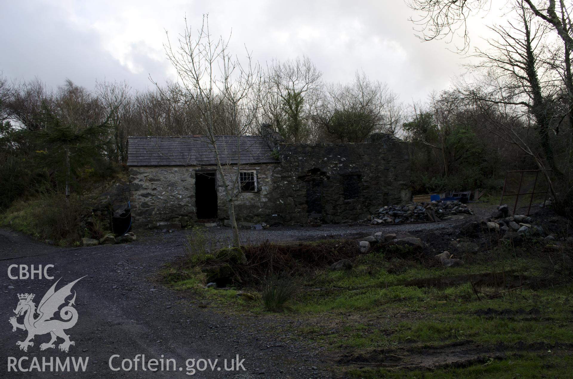 View from the north-west showing NW elevation, taken by Jessica Davidson, Gwynedd Archaeological Trust, 8th Jan 2016.