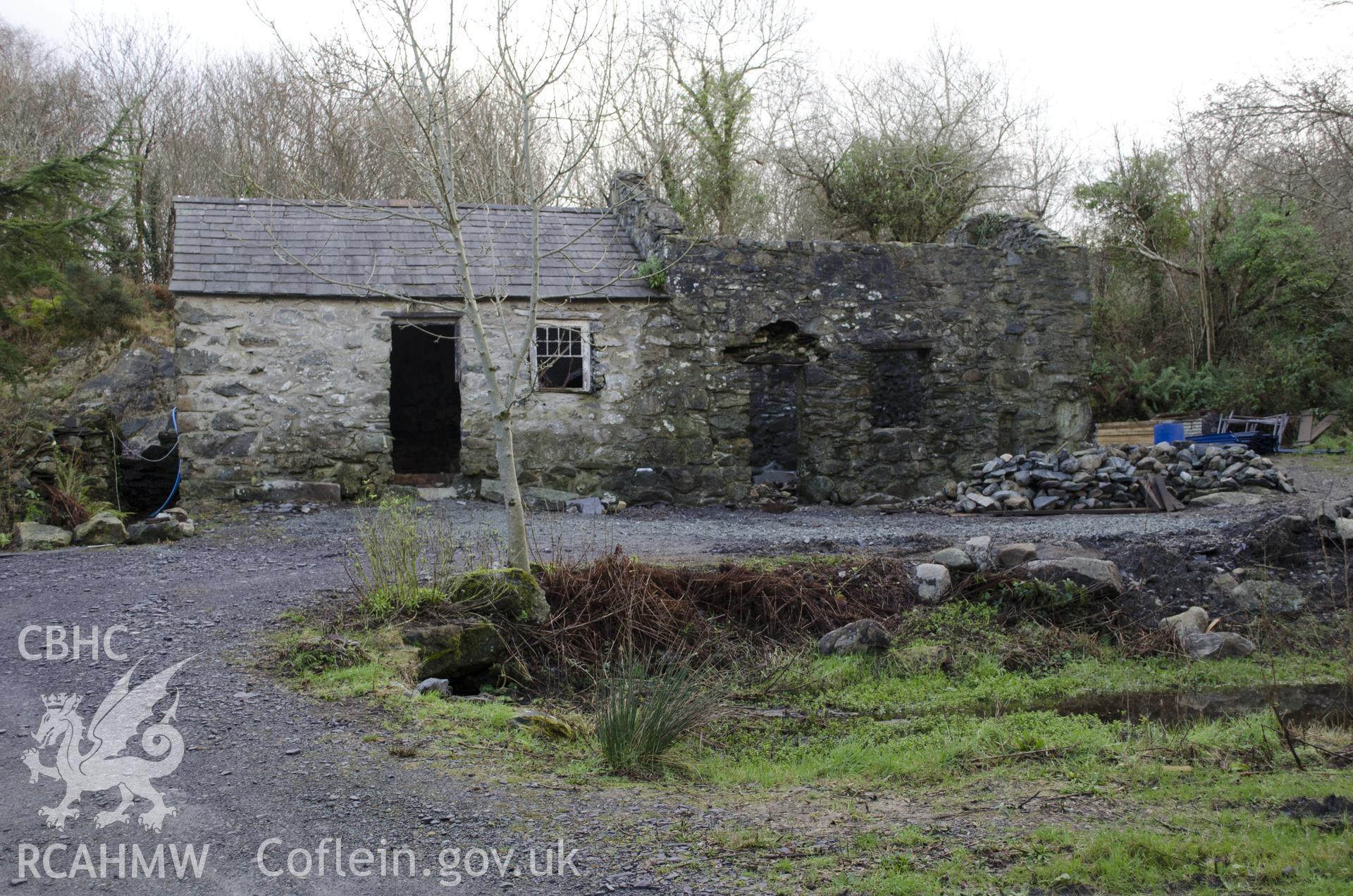 View from the north-west showing NW elevation, taken by Jessica Davidson, Gwynedd Archaeological Trust, 8th Jan 2016.