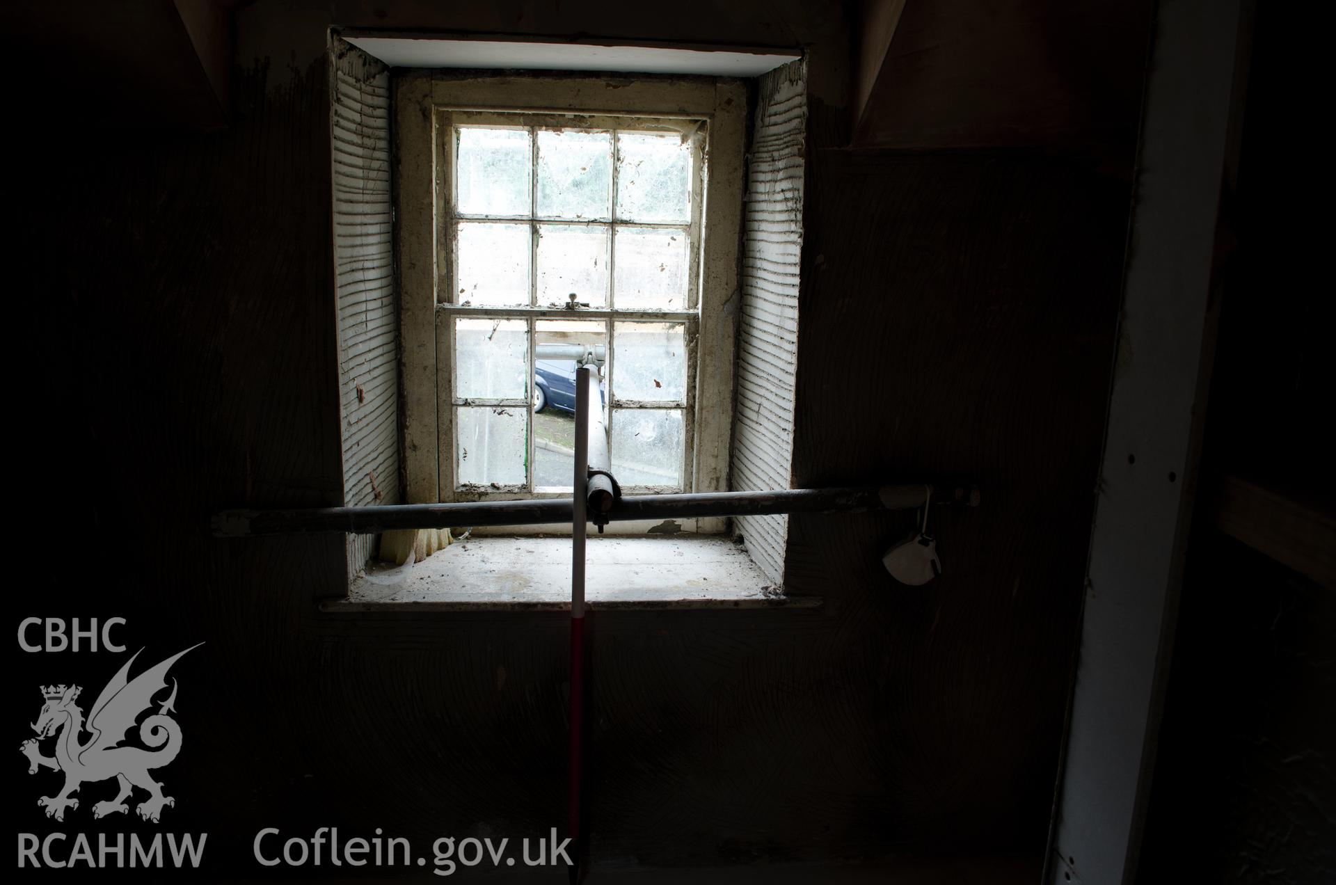 View from the north showing close-up of bathroom window.